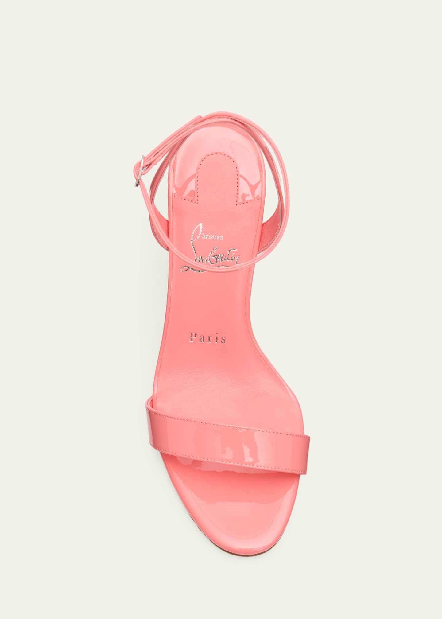 【Christian Louboutin】美品コーラルカラーパンプス 37サイズ Christian Louboutin 80mm Miss Z Patent Leather Ankle-Strap Sandals
