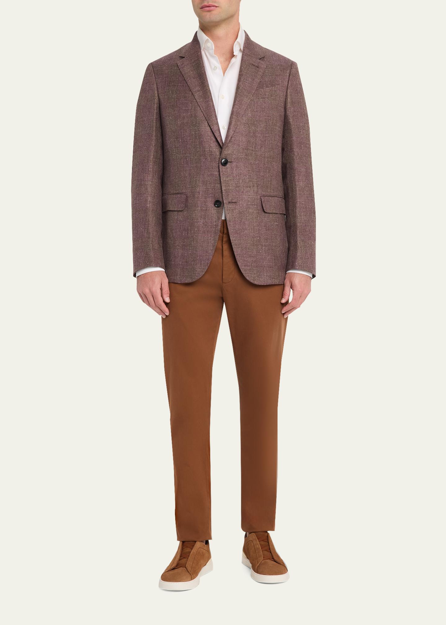 ZEGNA Men's Linen-Blend Grid Check Single-Breasted Sport Coat