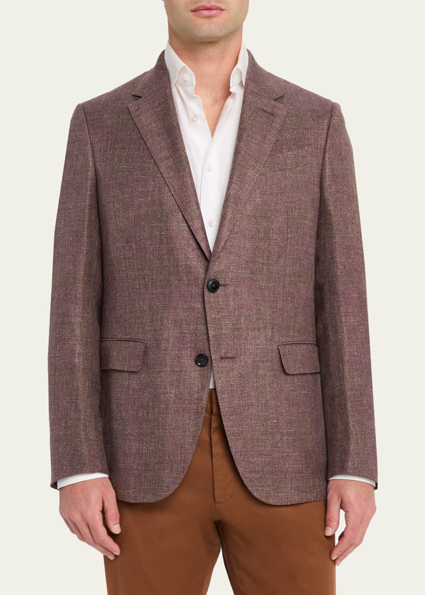 ZEGNA Men's Linen-Blend Grid Check Single-Breasted Sport Coat