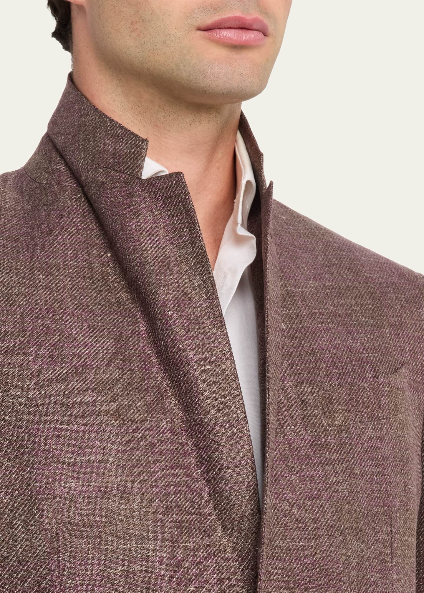 ZEGNA Men's Linen-Blend Grid Check Single-Breasted Sport Coat