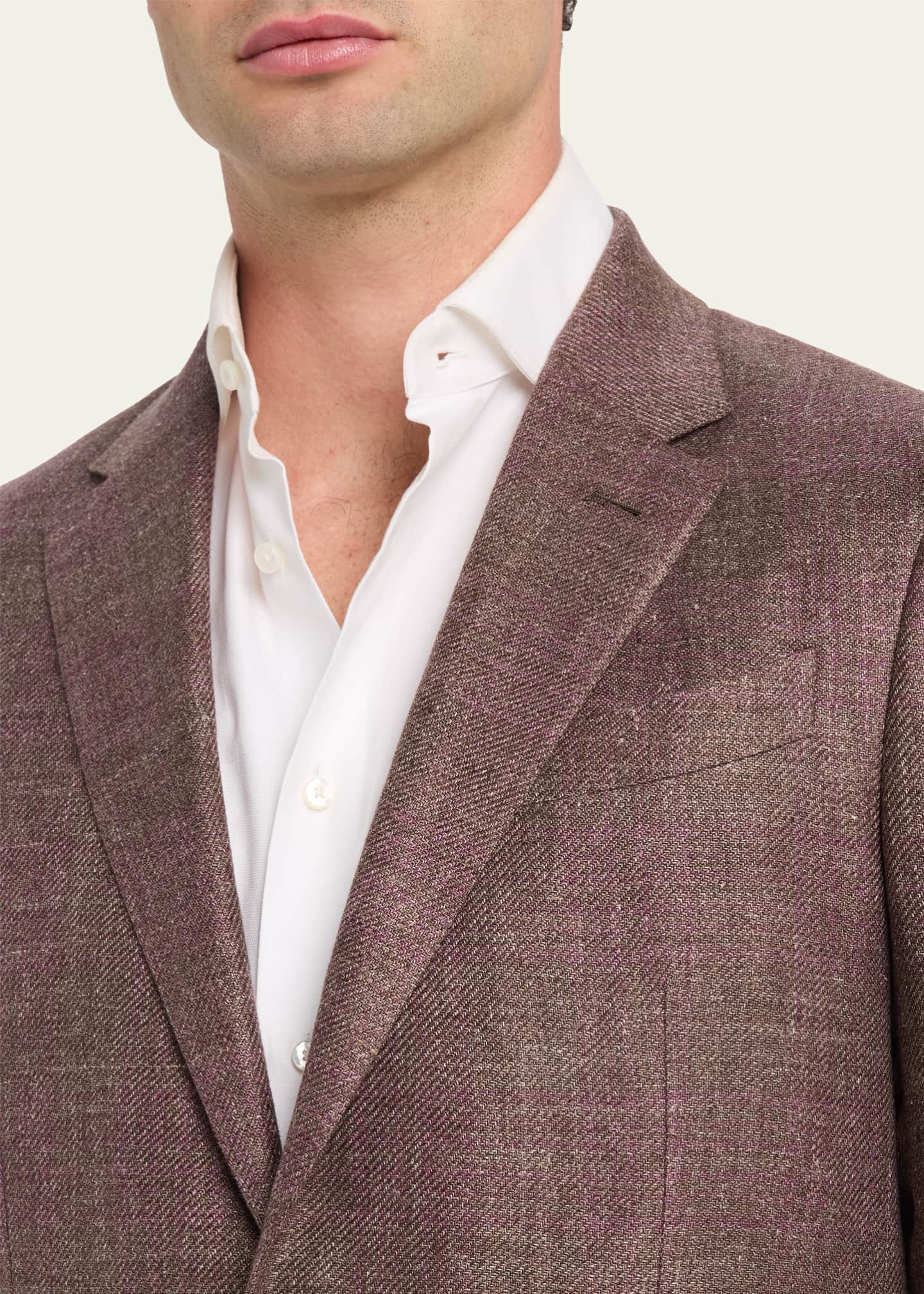 ZEGNA Men's Linen-Blend Grid Check Single-Breasted Sport Coat