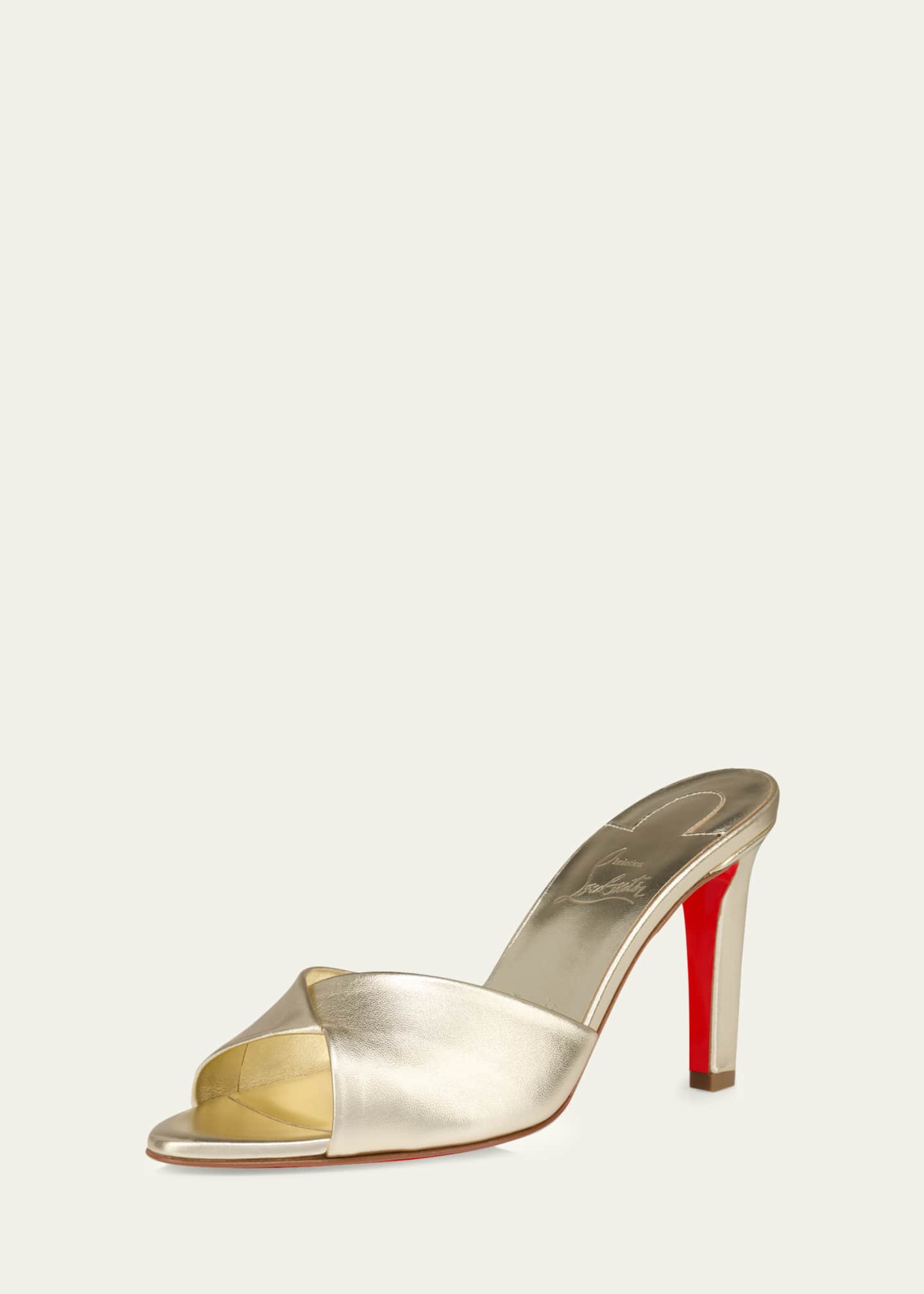 Christian Louboutin 85mm Fanny Metallic Leather Slide Sandals