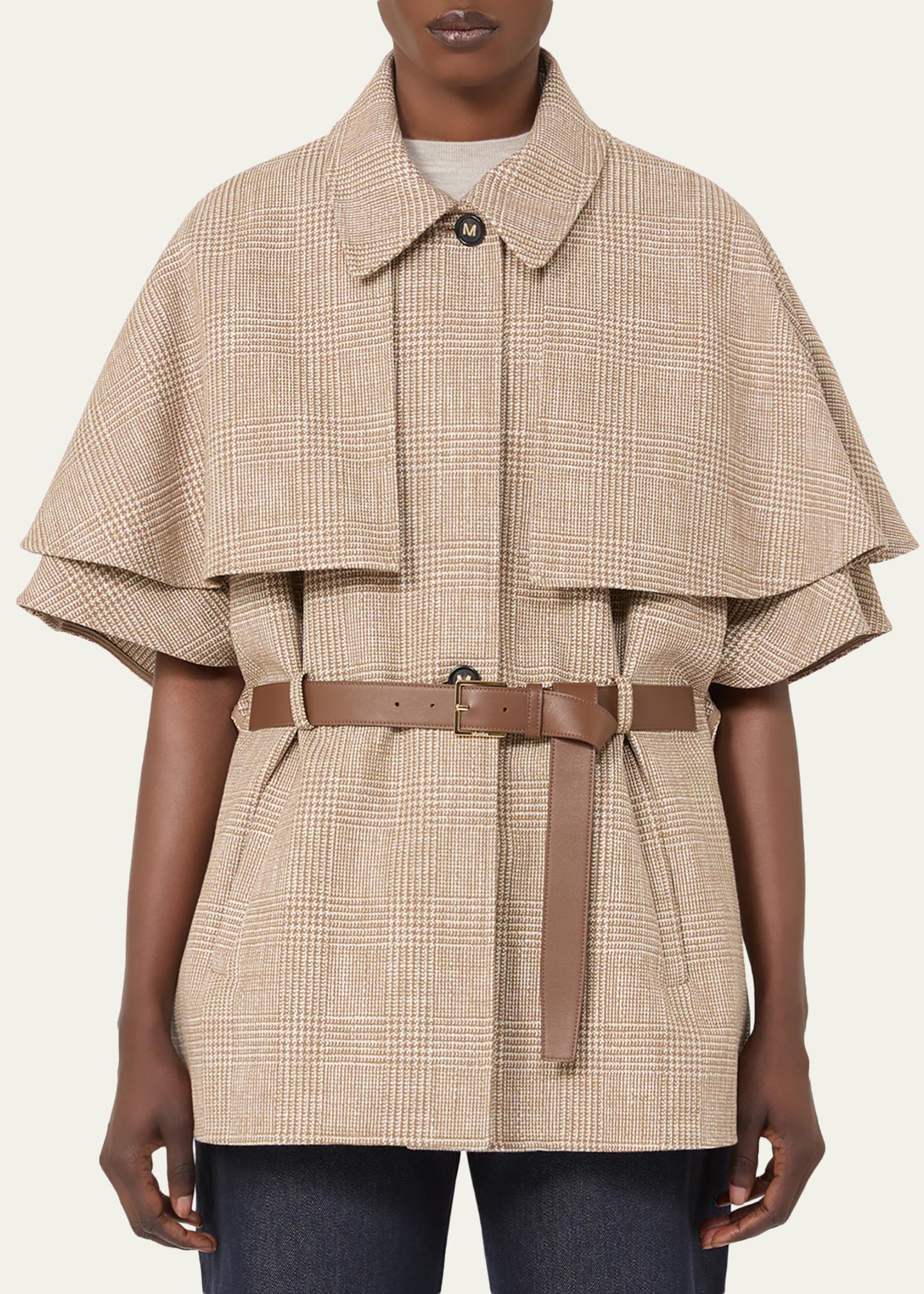 値下げ中！【美品】MAX MARA SFILATA ジャケット Max Mara Glen Plaid Cotton Cloak with Leather Belt - Bergdorf Goodman