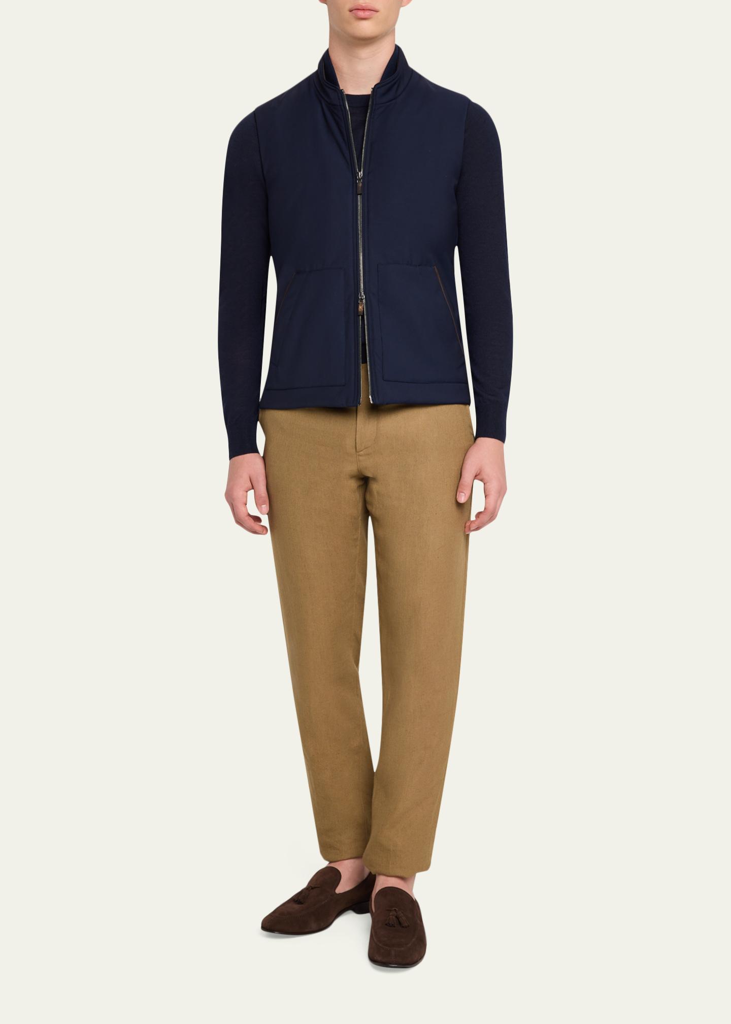 Maurizio Baldassari Men's Summer Full-Zip Vest with Knit Sides