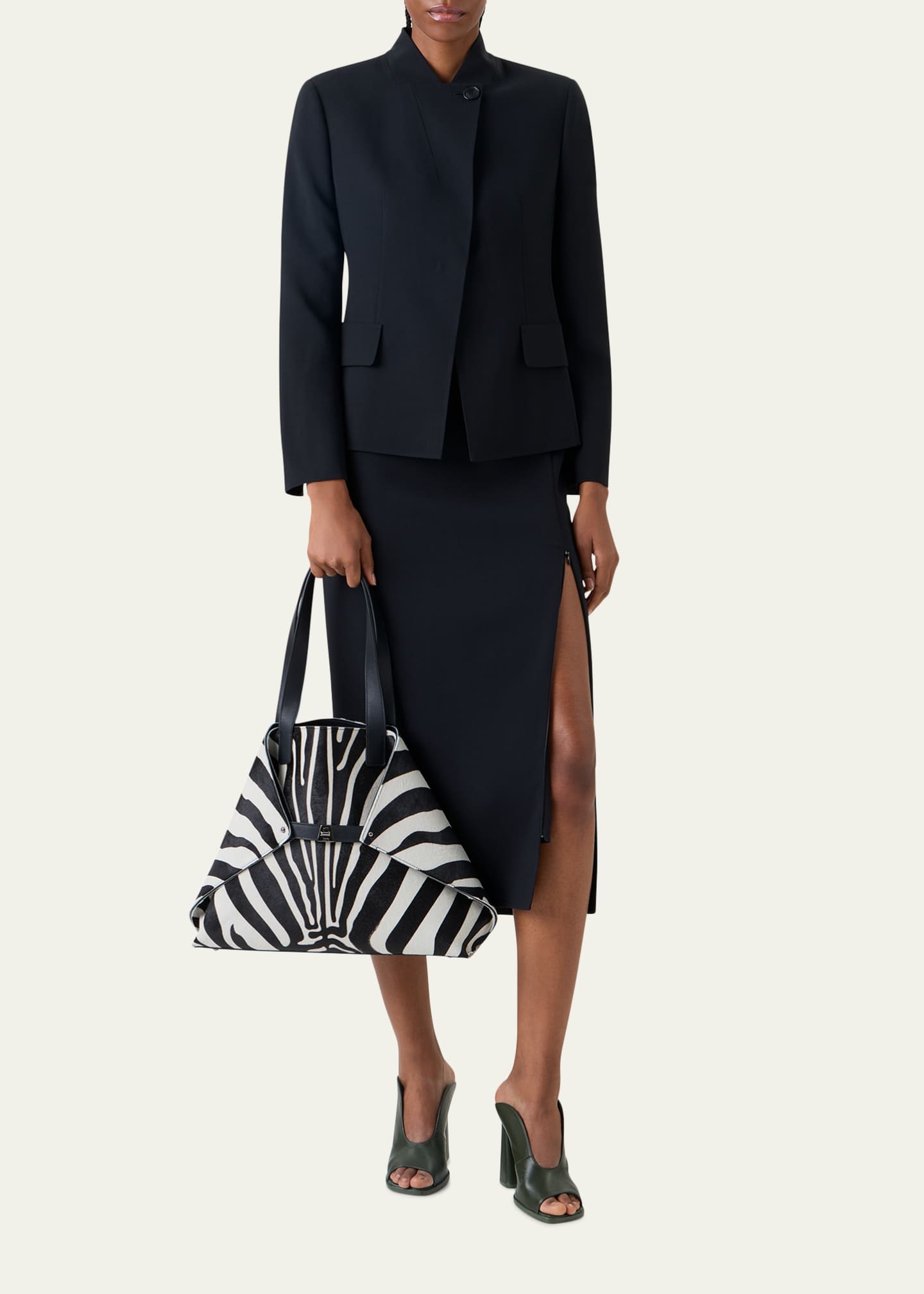 Akris Ai Medium Zebra-Print Top-Handle Tote Bag - Bergdorf Goodman