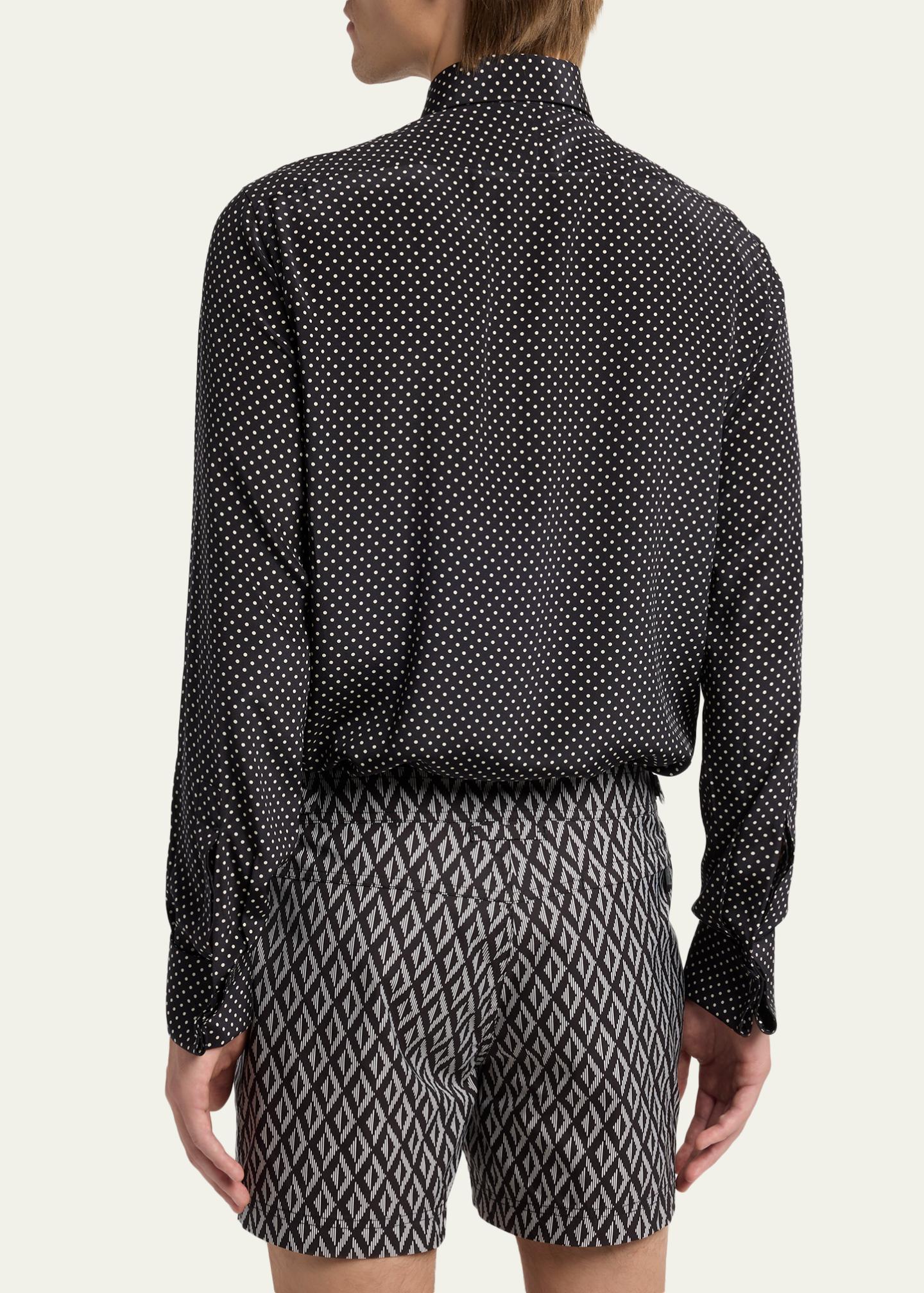 TOM FORD Men's Lyocell Polka Dot French Cuff Sport Shirt - Bergdorf Goodman