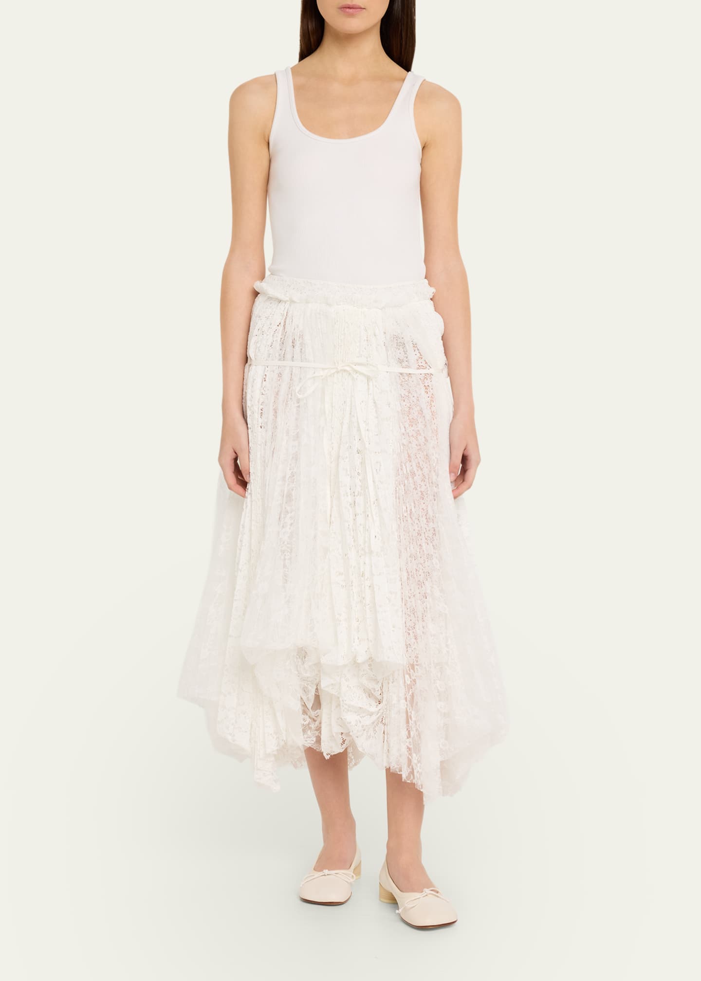 JW Anderson Mixed Lace Asymmetric Midi Skirt - Bergdorf Goodman
