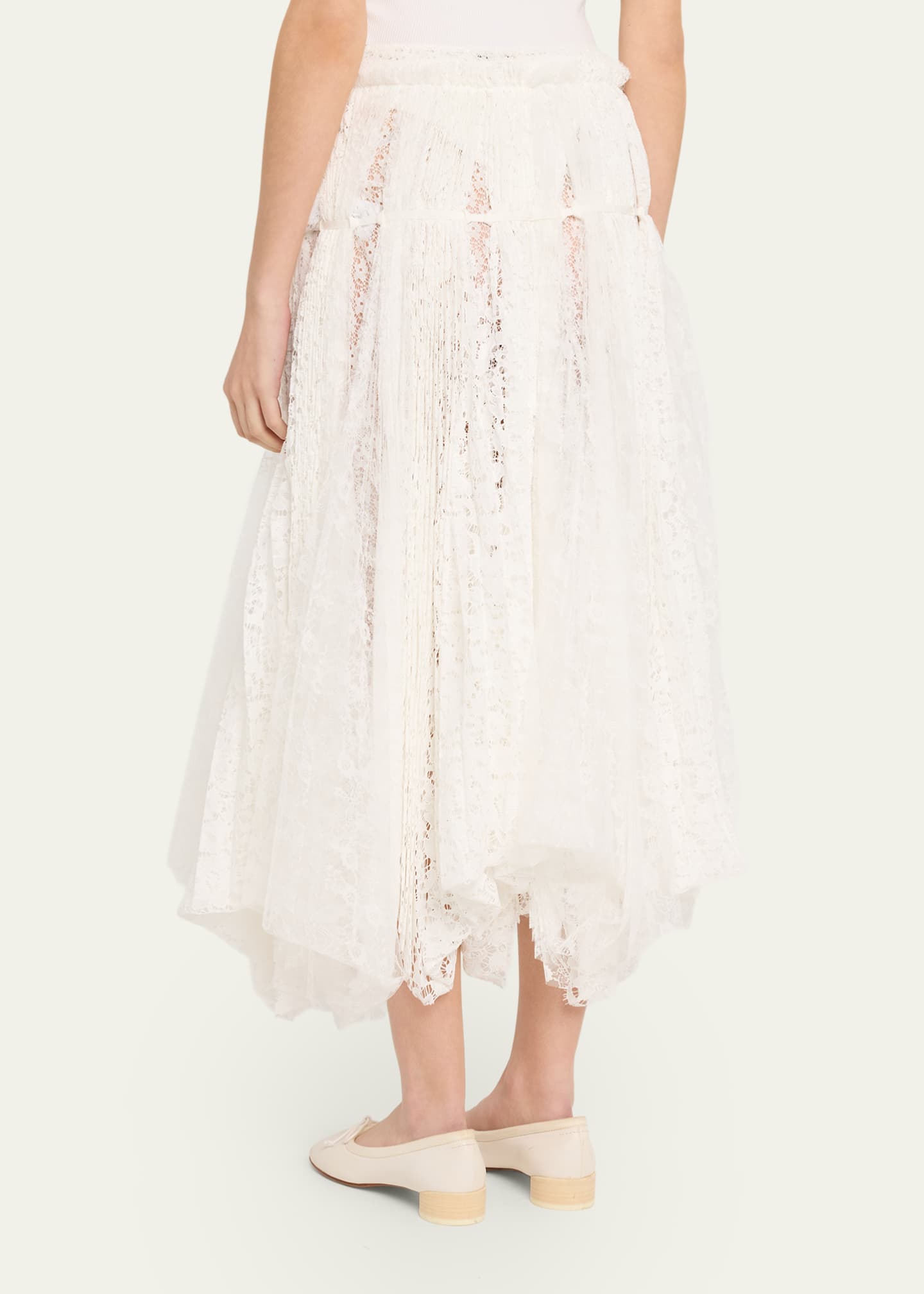 JW Anderson Mixed Lace Asymmetric Midi Skirt - Bergdorf Goodman
