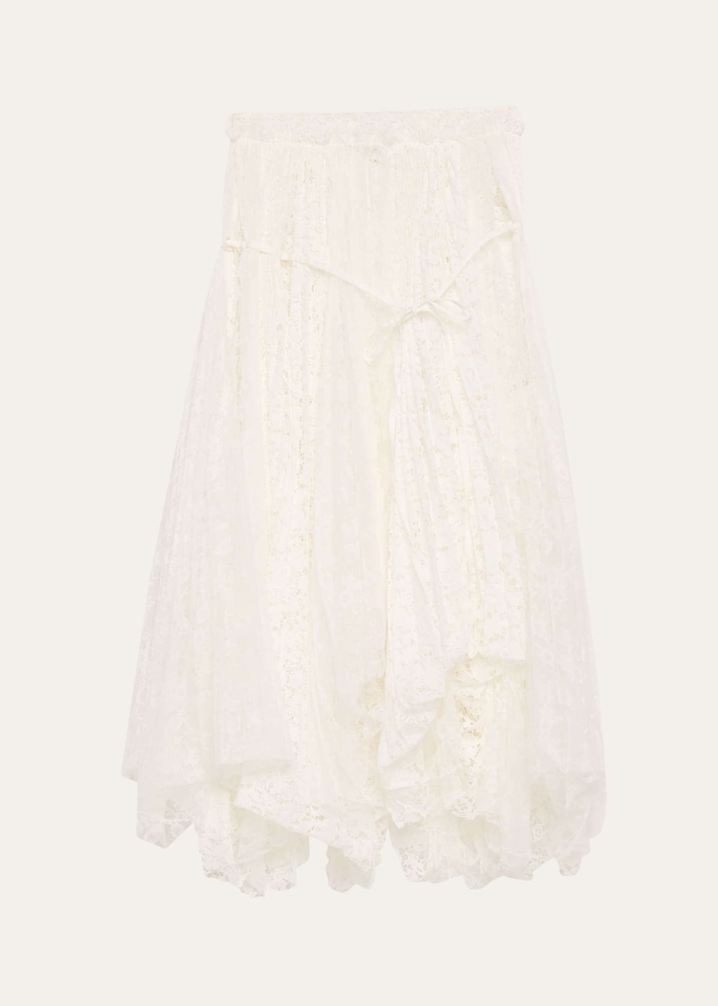 JW Anderson Mixed Lace Asymmetric Midi Skirt - Bergdorf Goodman