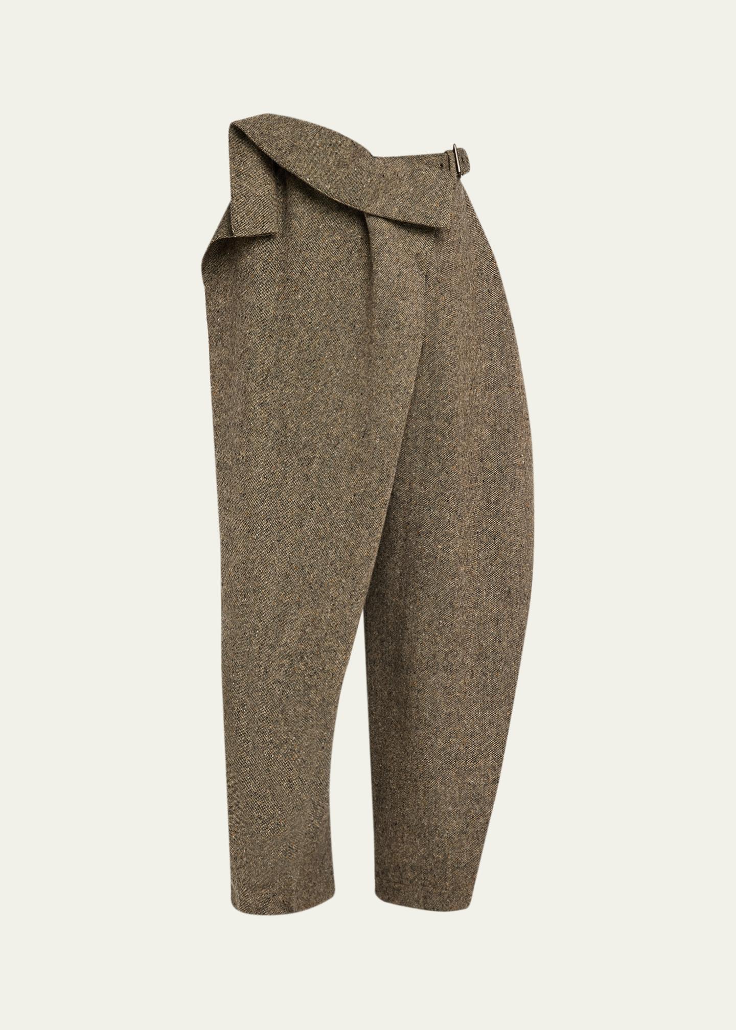 JW Anderson Structured Fold Over Wide-Leg Trousers - Bergdorf Goodman