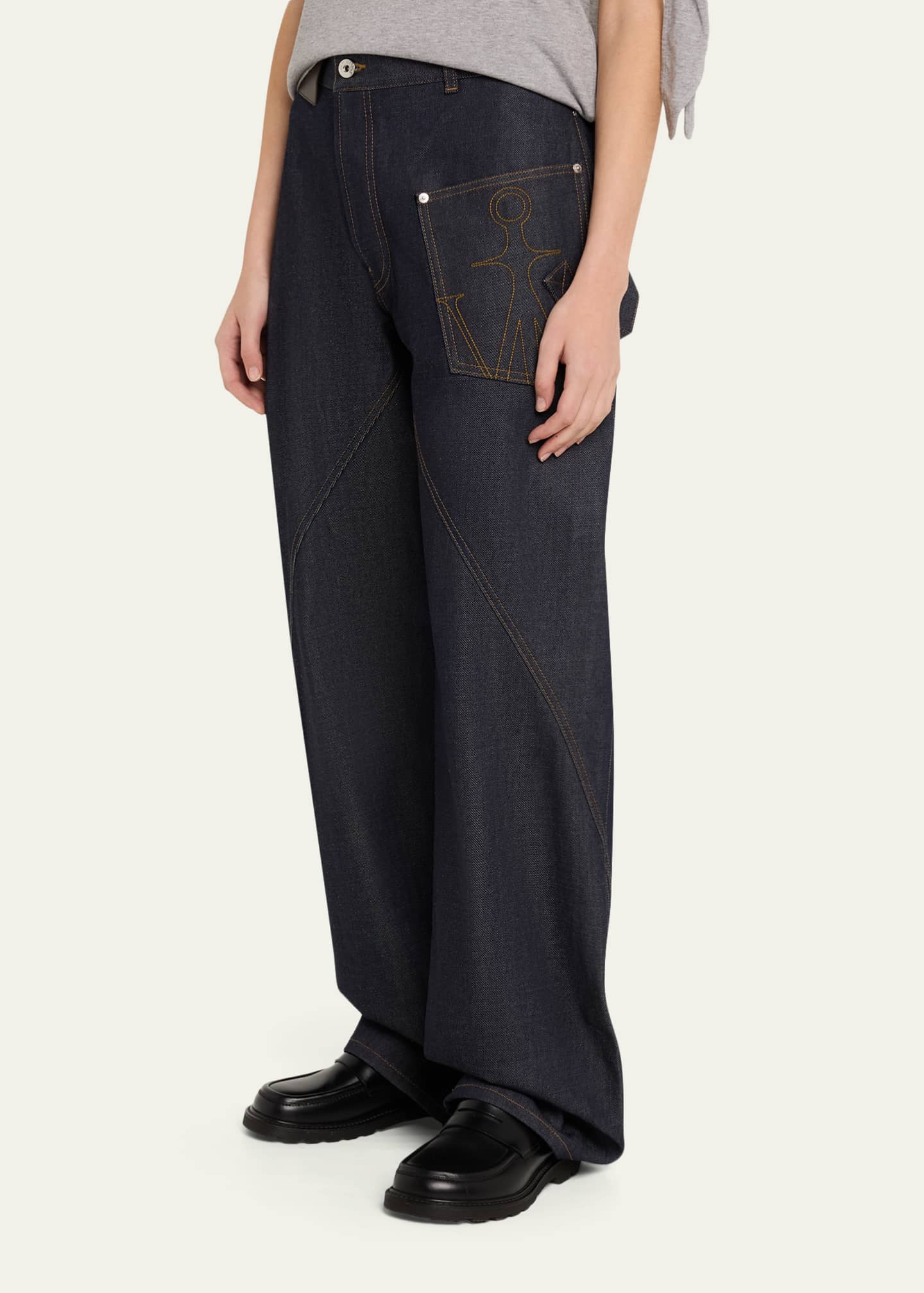 JW Anderson Twisted Straight-Leg Workwear Jeans - Bergdorf Goodman