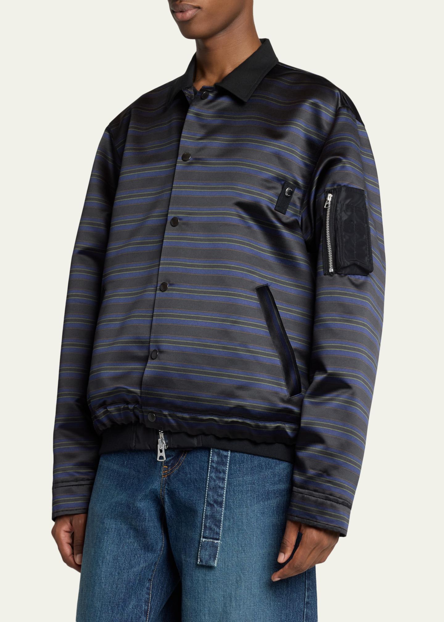 sacai Men's Multi-Stripe Satin Blouson Jacket - Bergdorf Goodman