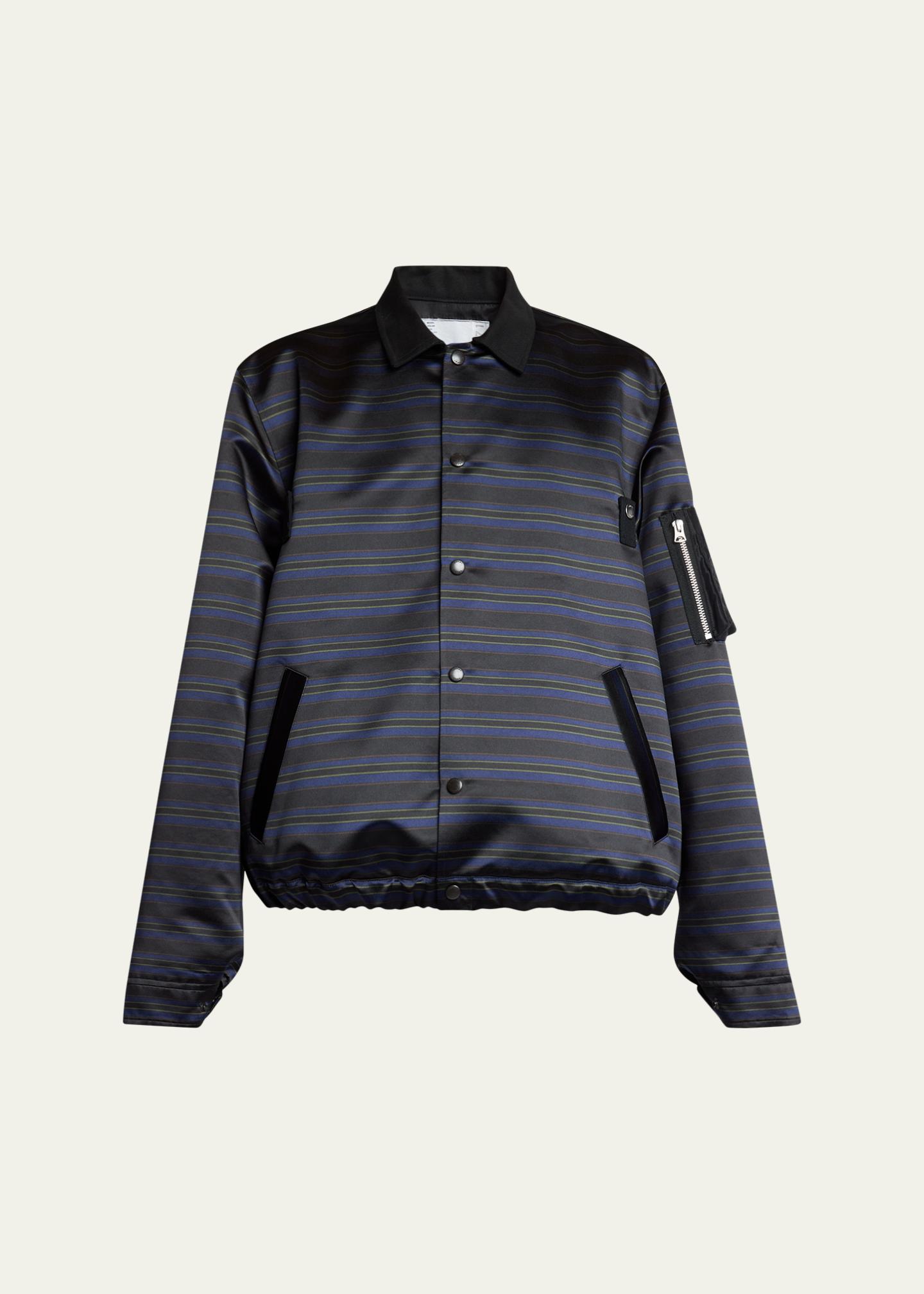 sacai Men's Multi-Stripe Satin Blouson Jacket - Bergdorf Goodman