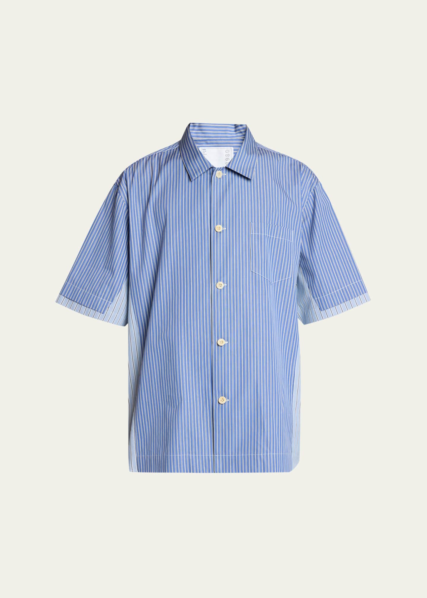 SACAI Men's Colorblock Striped Poplin Short-Sleeve Sport Shirt