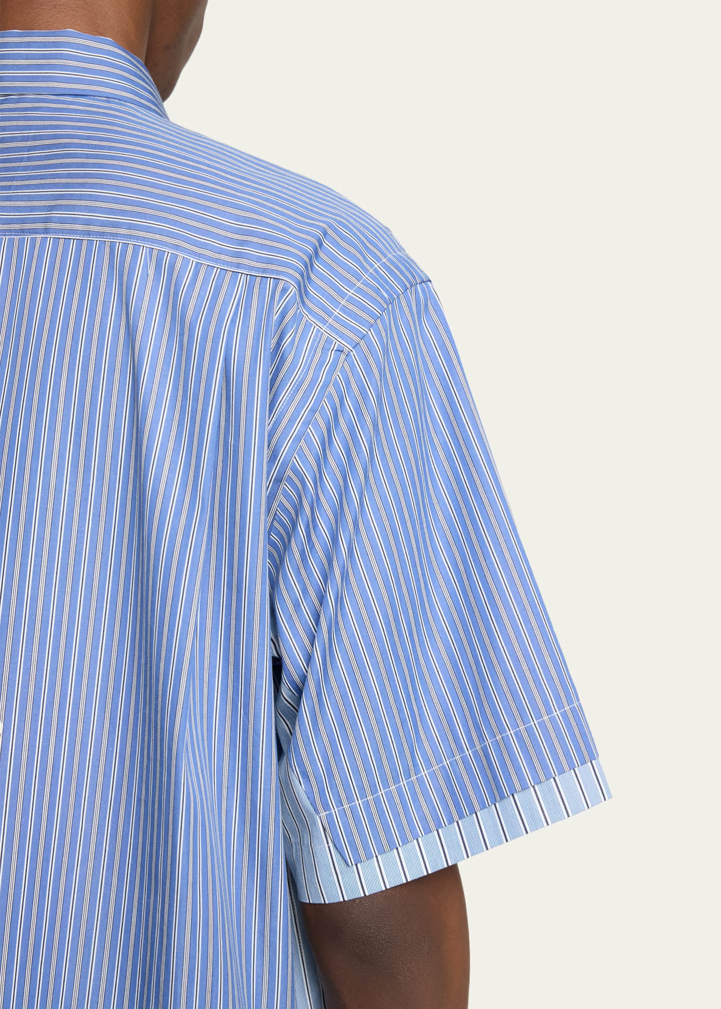 SACAI Men's Colorblock Striped Poplin Short-Sleeve Sport Shirt