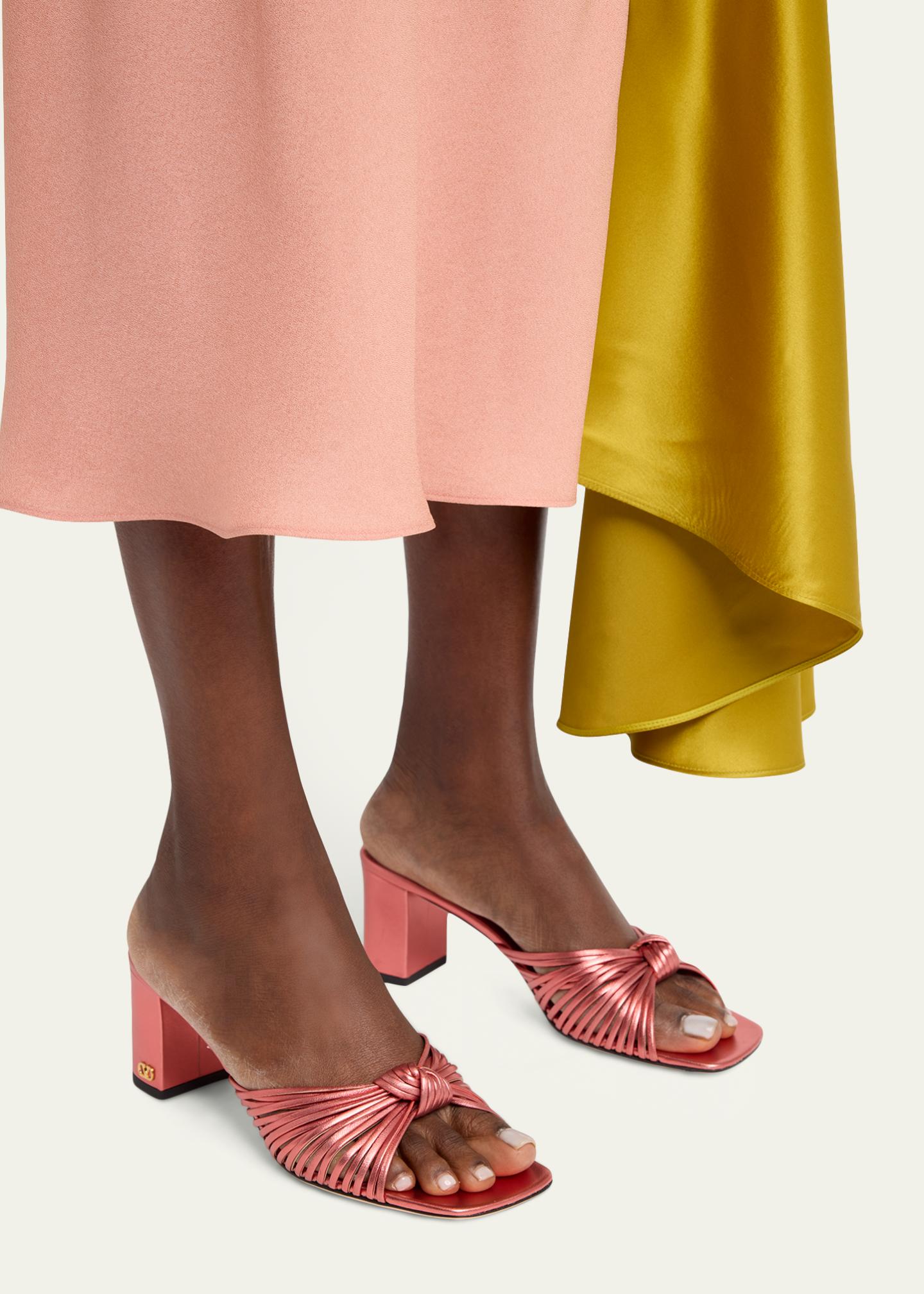 Valentino Garavani 60mm Metallic Nappa Leather Mule Sandals