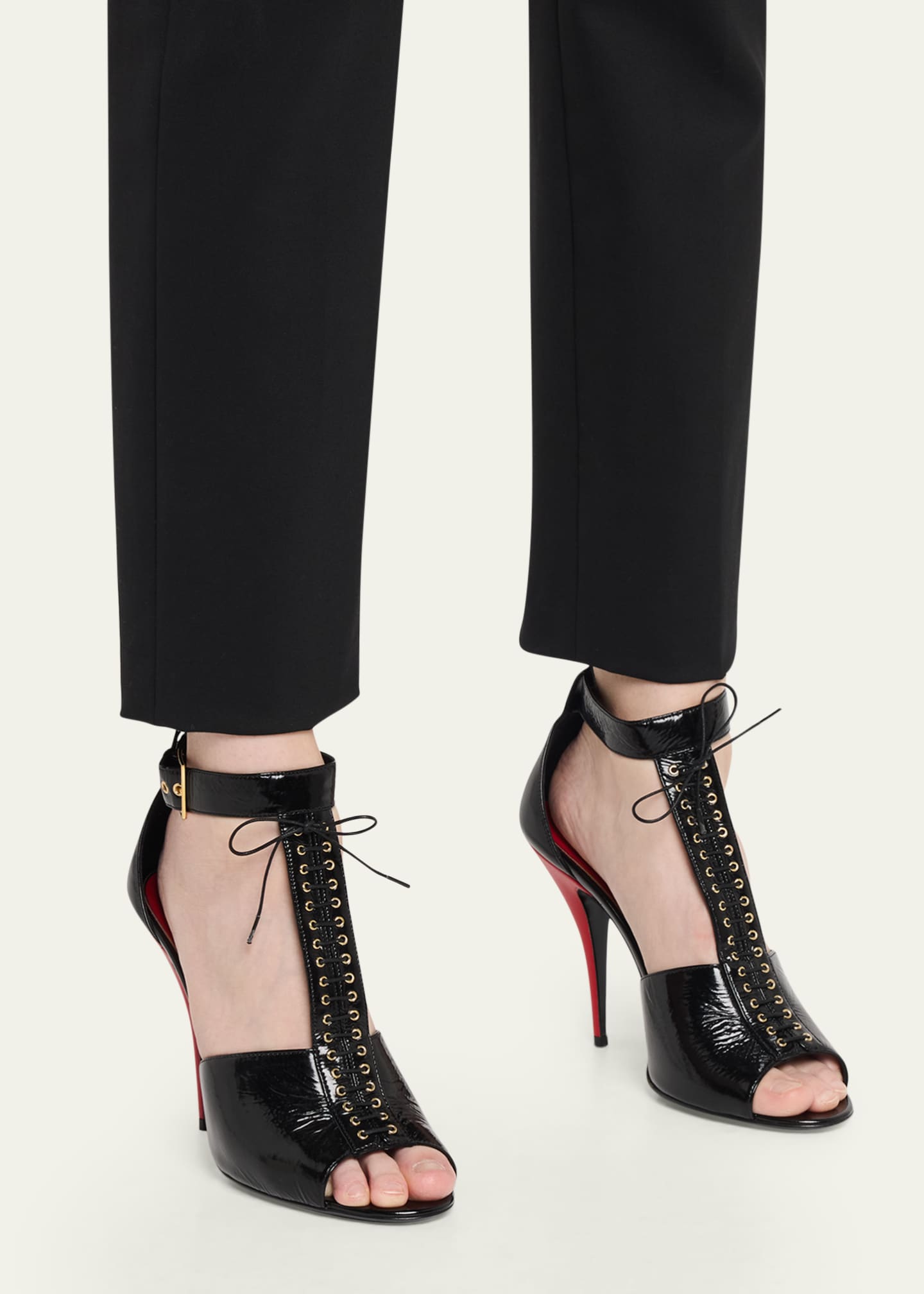 Valentino Garavani 105mm Patent Leather Bustier T-Strap Sandals