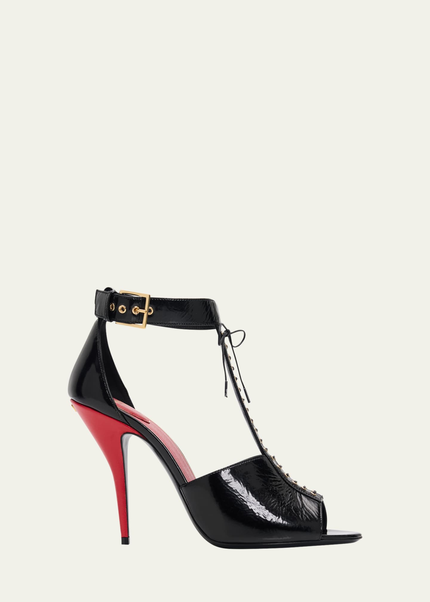 VALENTINO GARAVANIポインテッドトゥ 35 Valentino Garavani 105mm Patent Leather Bustier T-Strap Sandals