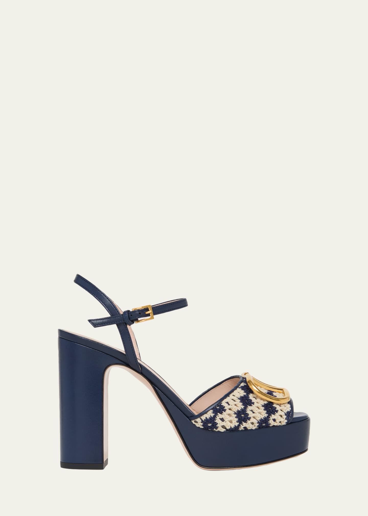 Valentino Garavani 115mm VLogo Crochet and Leather Platform