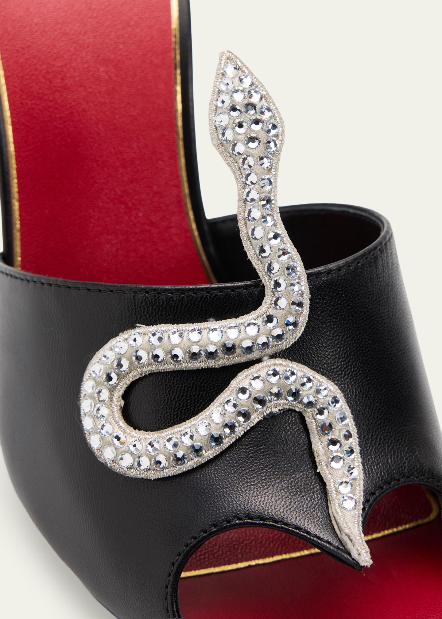 Valentino Garavani 105mm Strass Snake Leather Mule Pumps