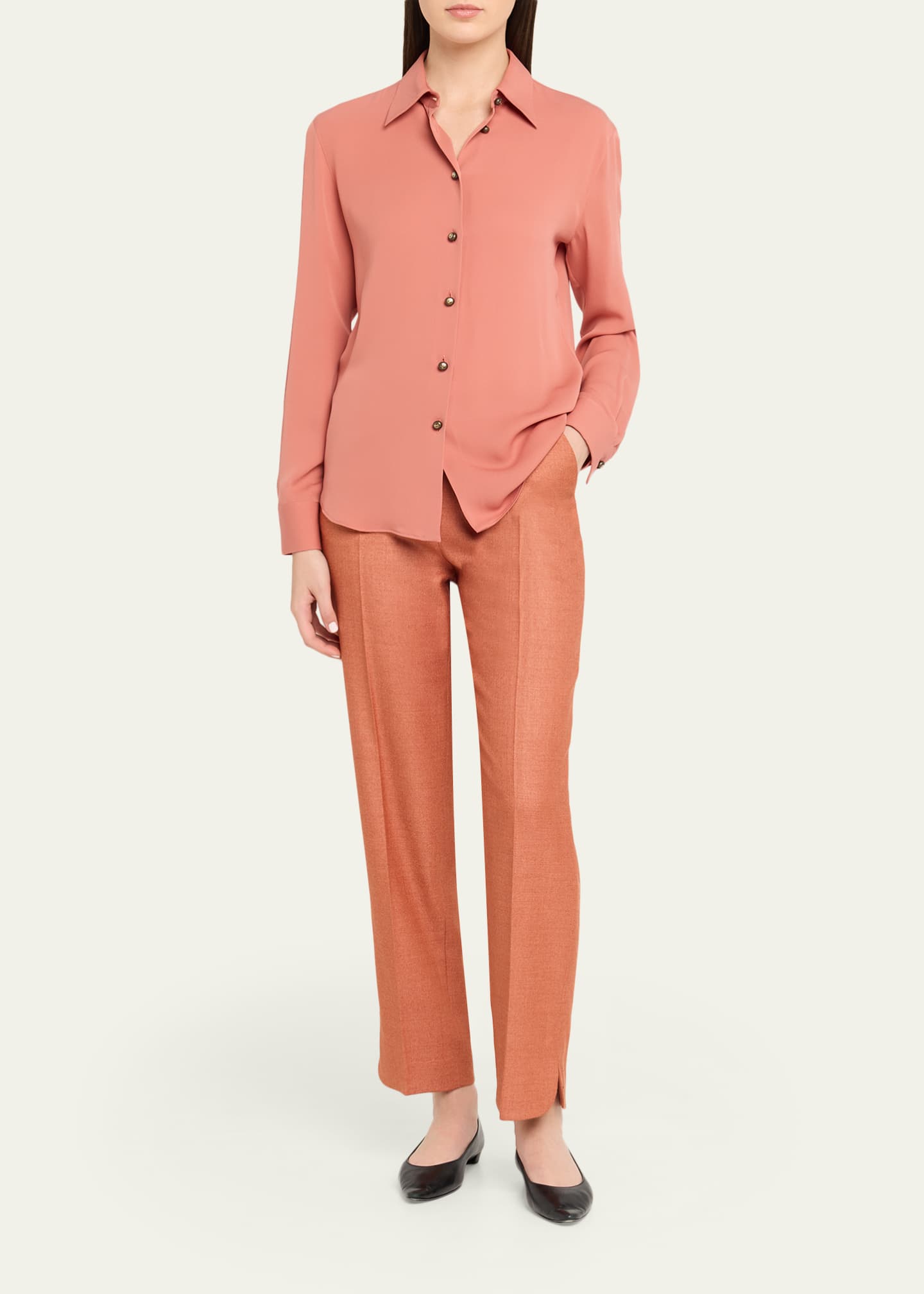 Giorgio Armani Silk Slim Button-Down Blouse - Bergdorf Goodman