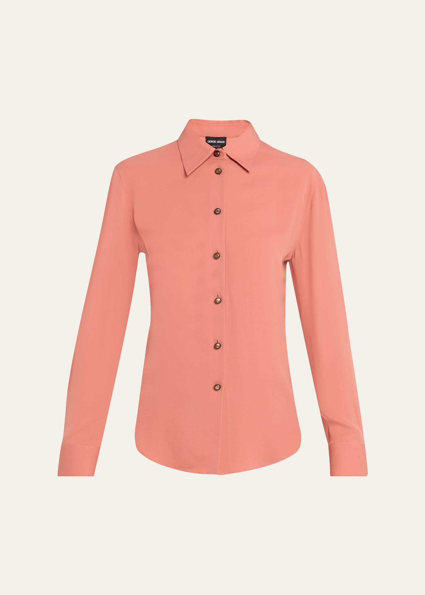 Giorgio Armani Silk Slim Button-Down Blouse - Bergdorf Goodman