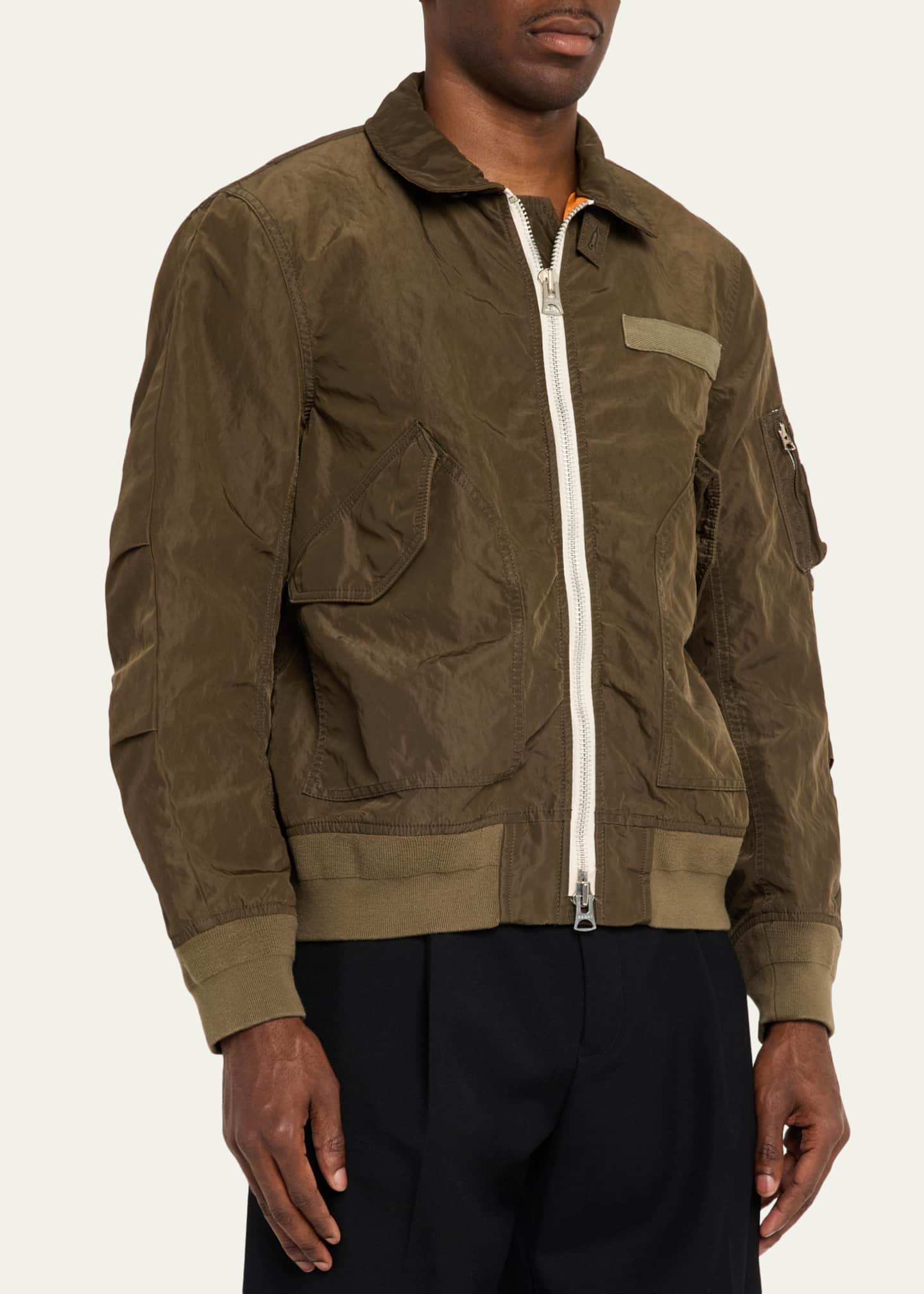 SACAI Men's Crinkle Nylon Bomber Jacket - Bergdorf Goodman