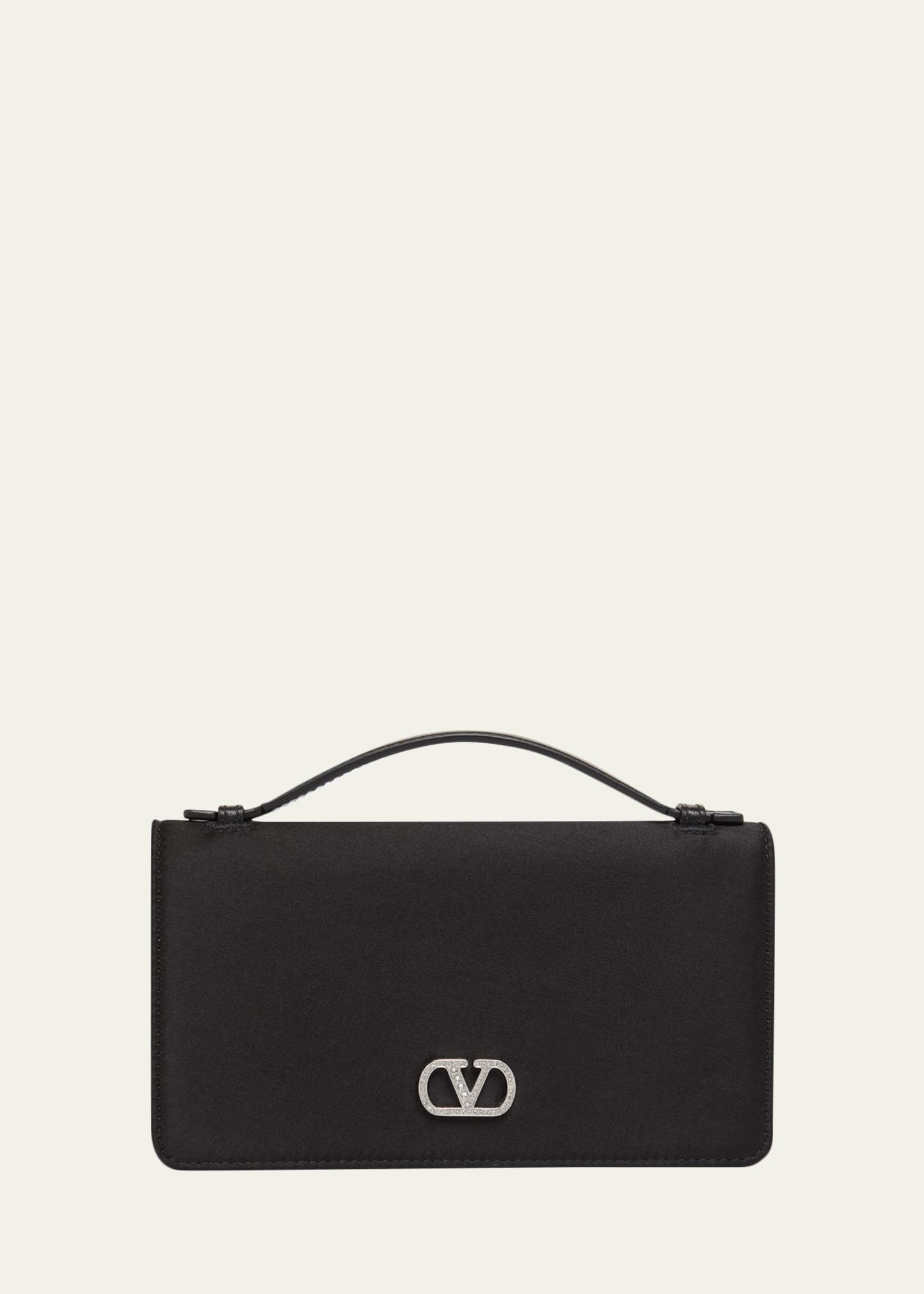 Valentino Garavani Crystal VLogo Satin Top-Handle Bag - Bergdorf