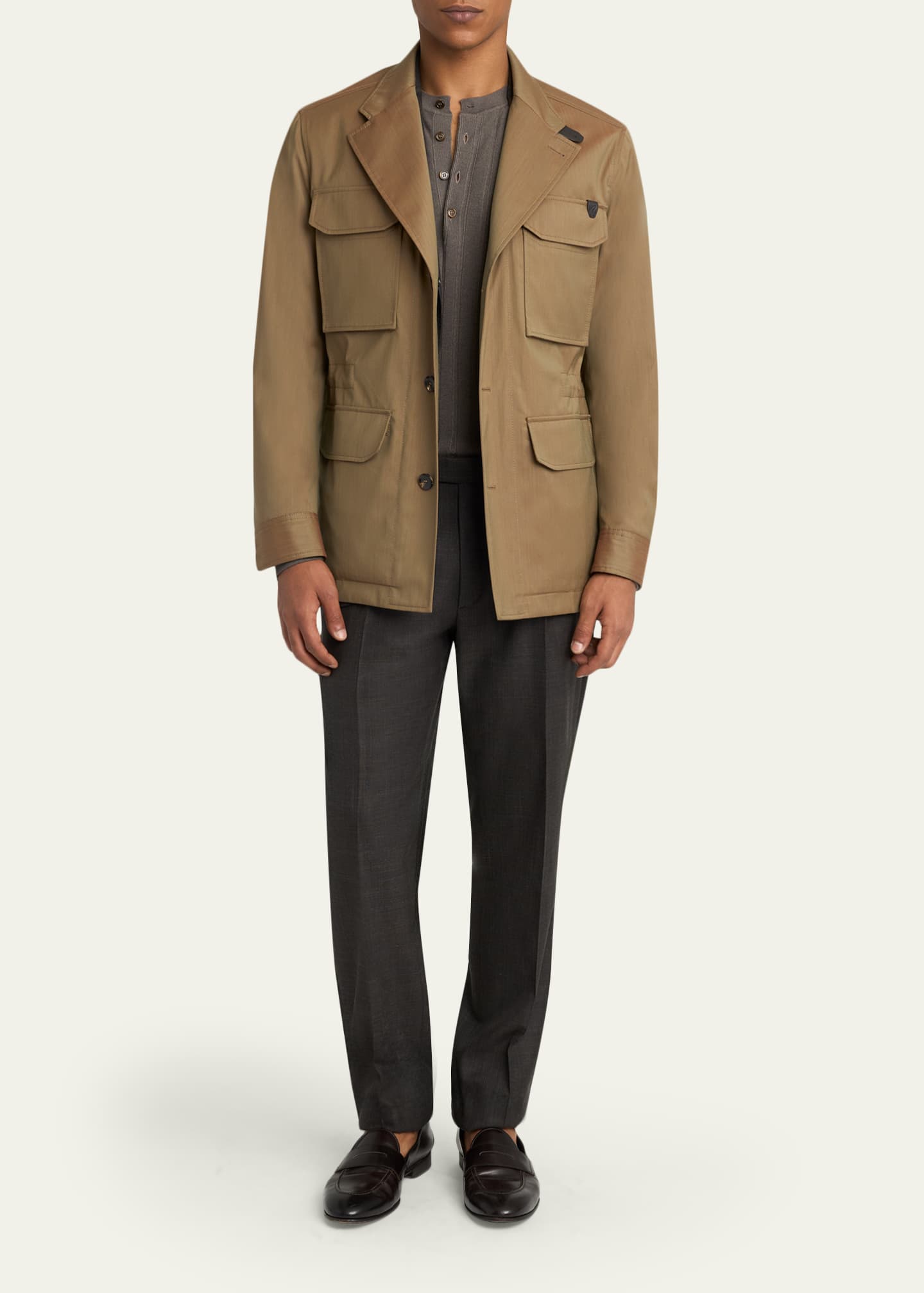 Brioni Men's Wool-Blend Sahariana Jacket - Bergdorf Goodman