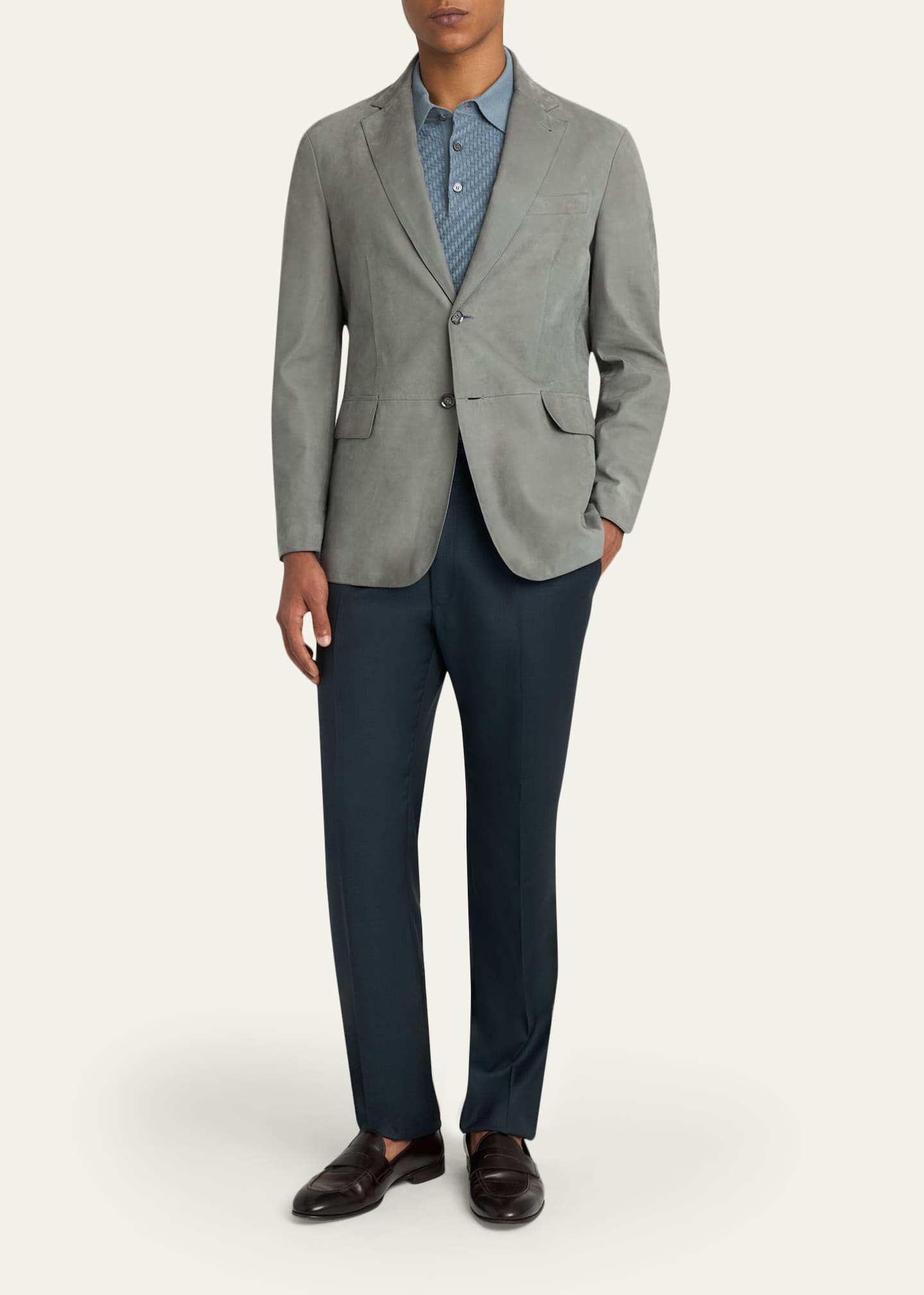 Brioni Men's Monti Nubuck Leather Single-Breasted Blazer