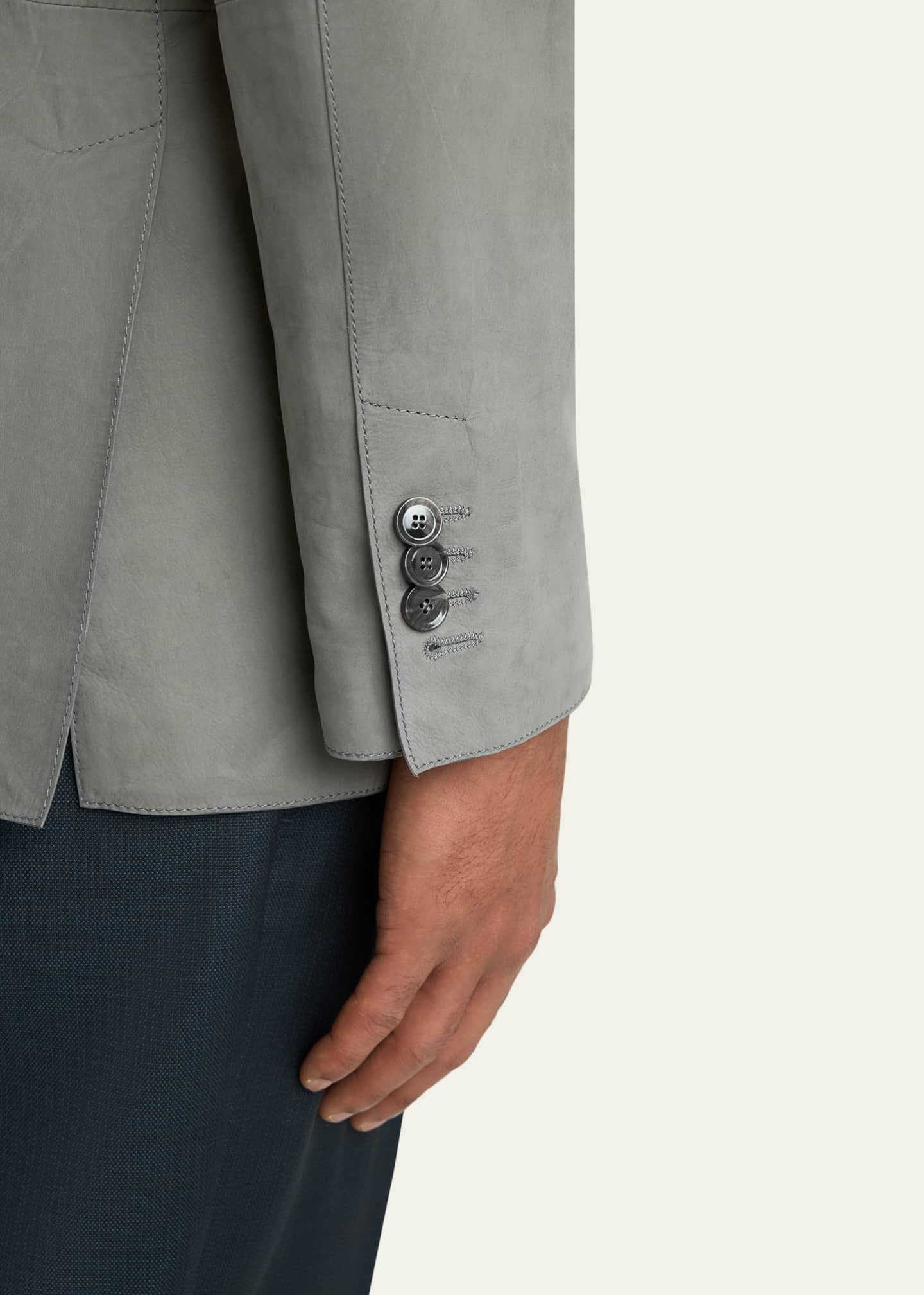 Brioni Men's Monti Nubuck Leather Single-Breasted Blazer