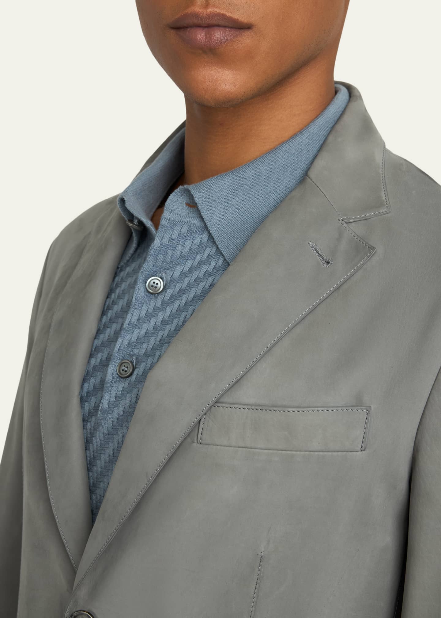 Brioni Men's Monti Nubuck Leather Single-Breasted Blazer