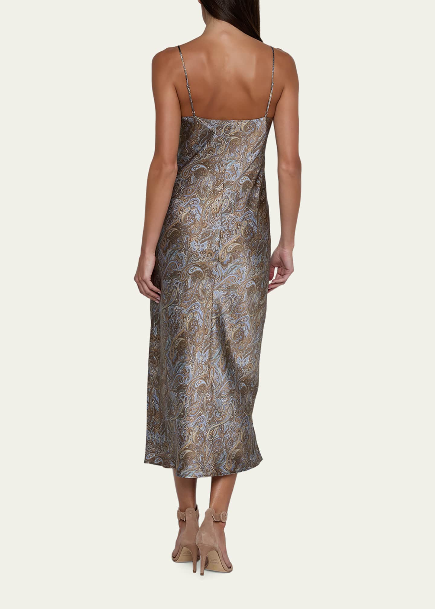 seridie silk slip dress L'AGENCE Seridie Silk Slip Dress In Brown Multi Amur Leopard