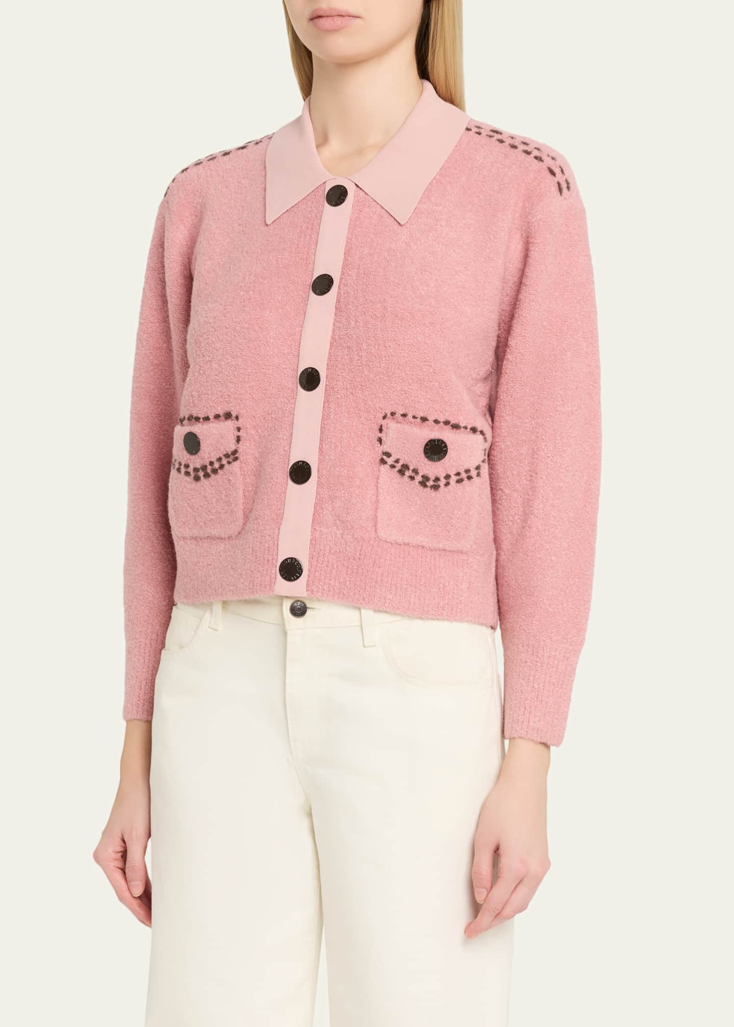 L'Agence Poetry Stitch Boucle Cardigan - Bergdorf Goodman