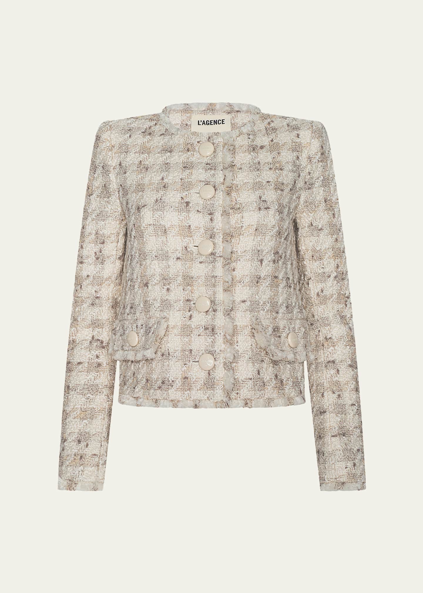 L'Agence Zell Houndstooth Tweed Jacket - Bergdorf Goodman