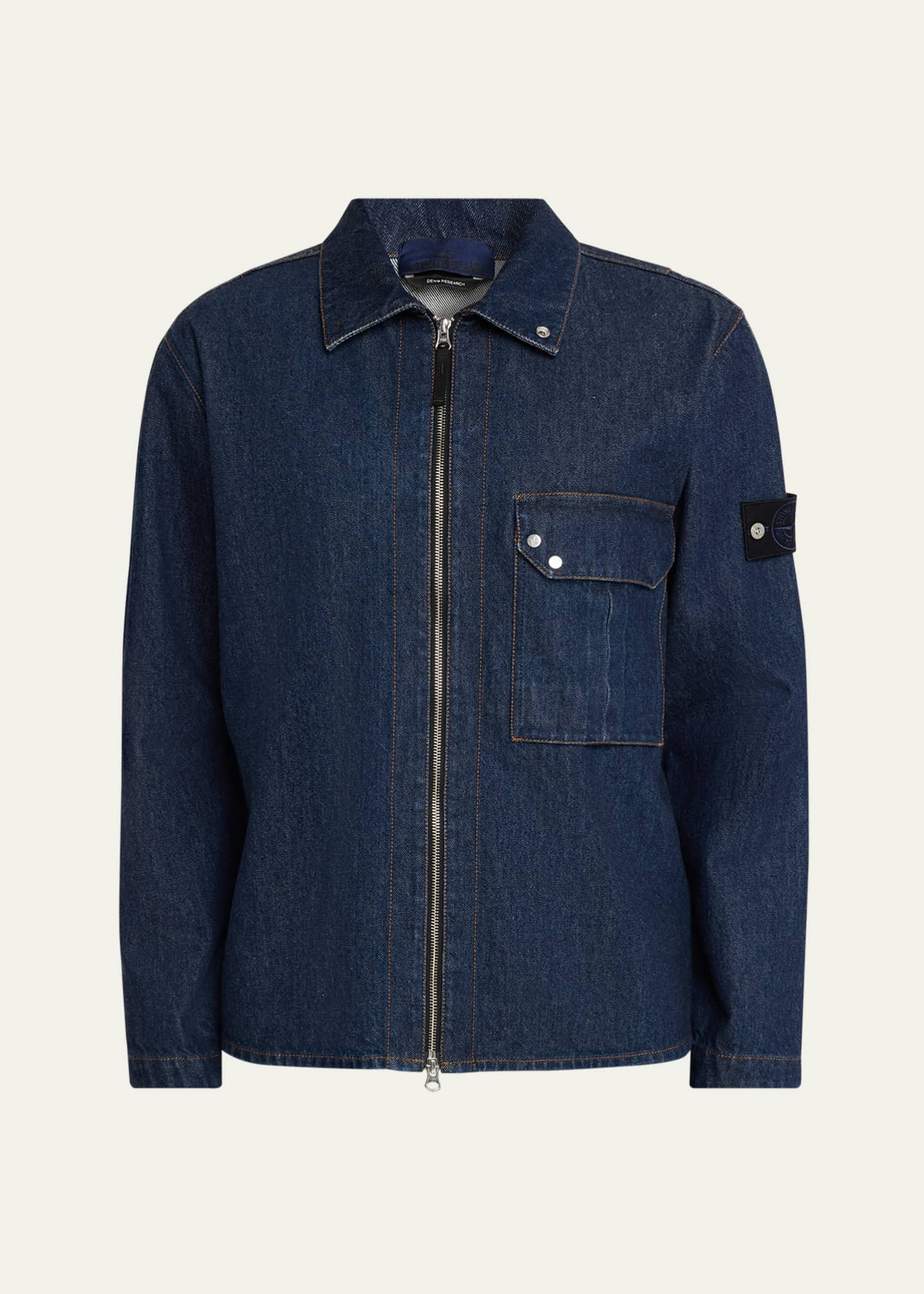 Stone Island Men's Denim Full-Zip Shirt Jacket - Bergdorf Goodman