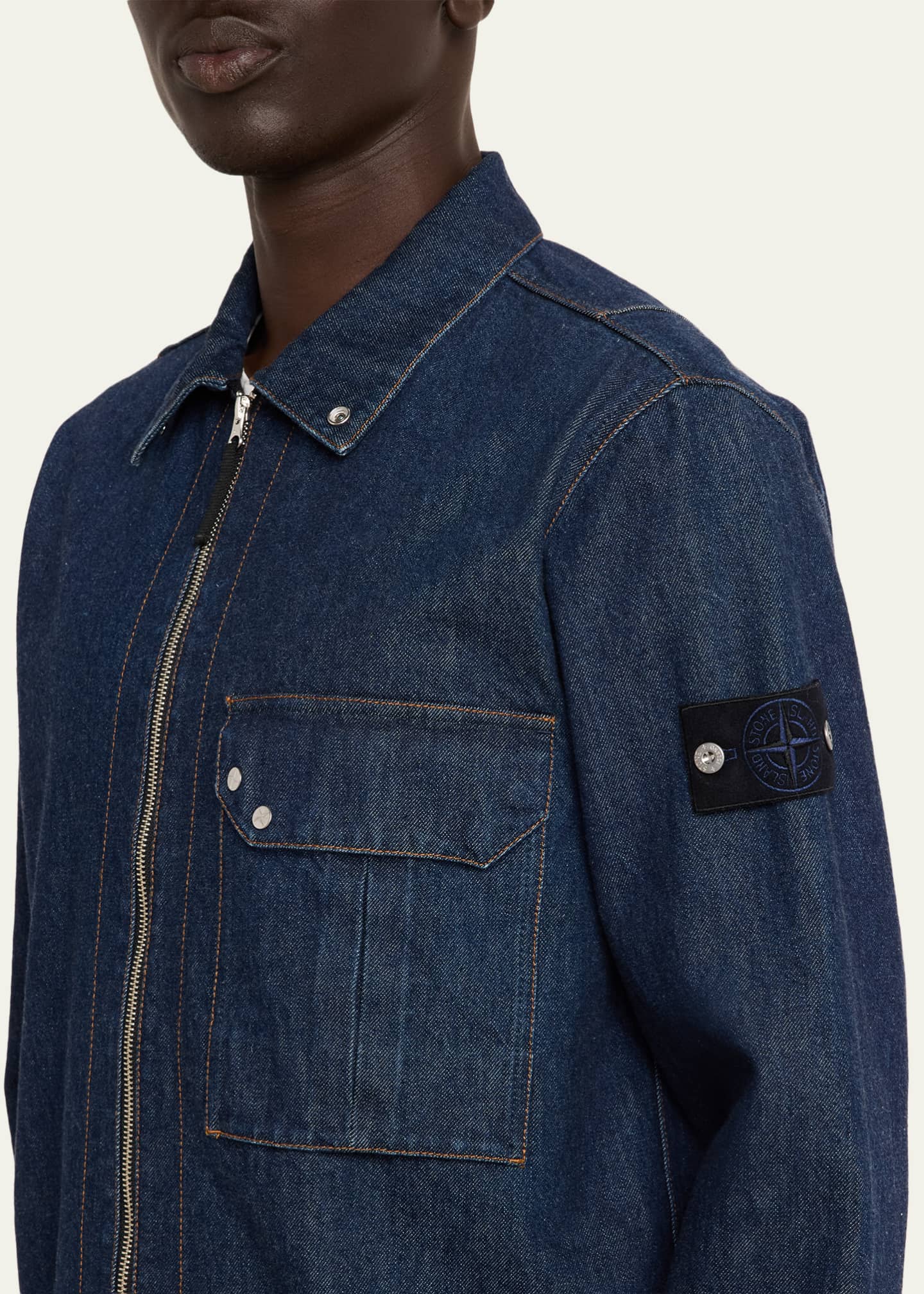 Stone Island Men's Denim Full-Zip Shirt Jacket - Bergdorf Goodman