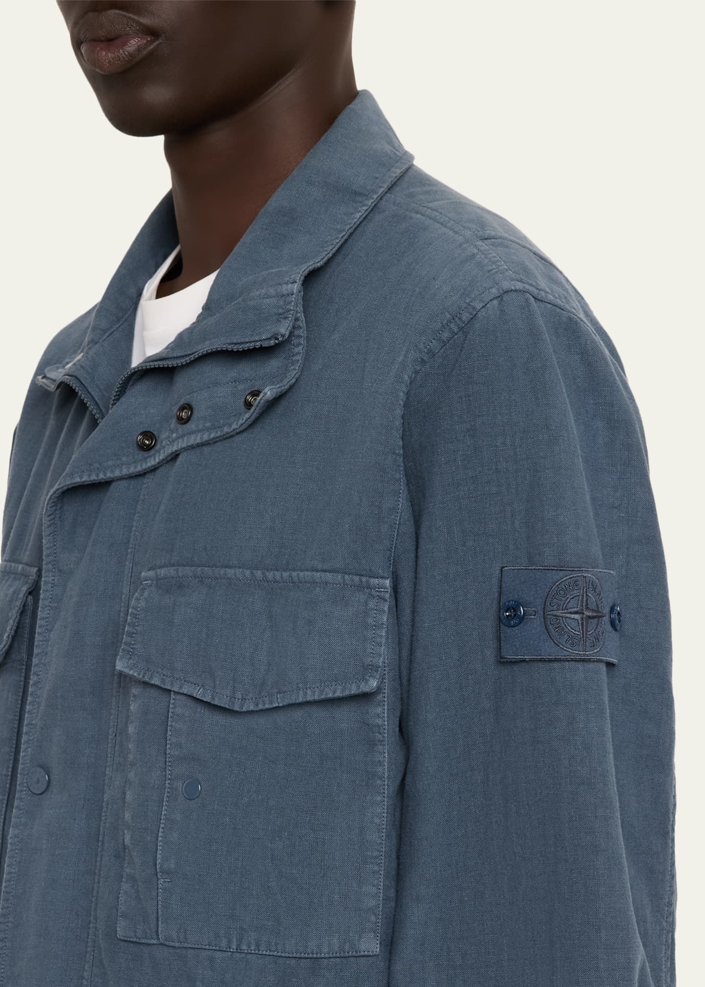 Stone Island Men's Ghost Linen-Blend Field Jacket - Bergdorf Goodman