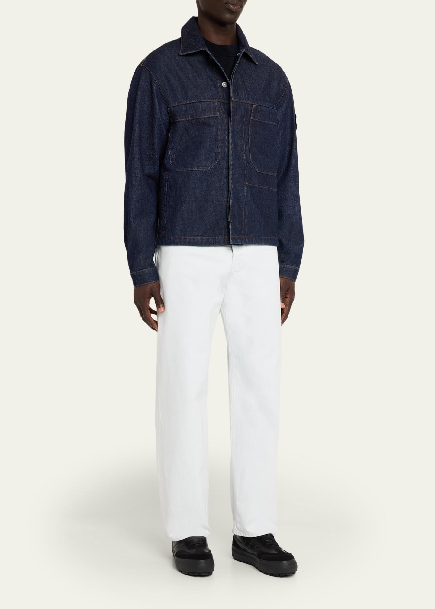 99年製 STONE  Denim WorkJacket Stone Island Men's Denim Button-Front Biker Jacket - Bergdorf Goodman