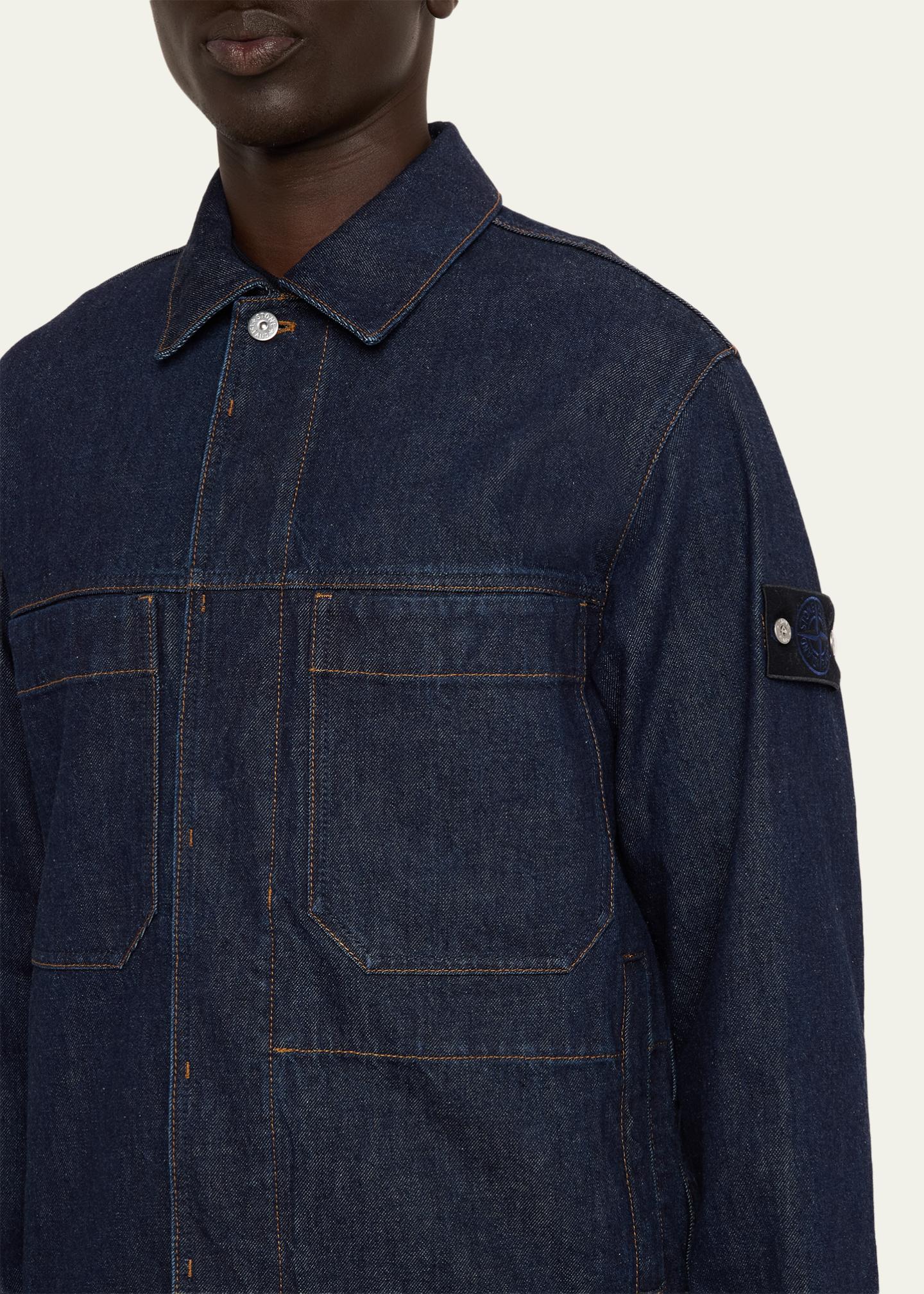 Stone Island Men's Denim Button-Front Biker Jacket - Bergdorf Goodman