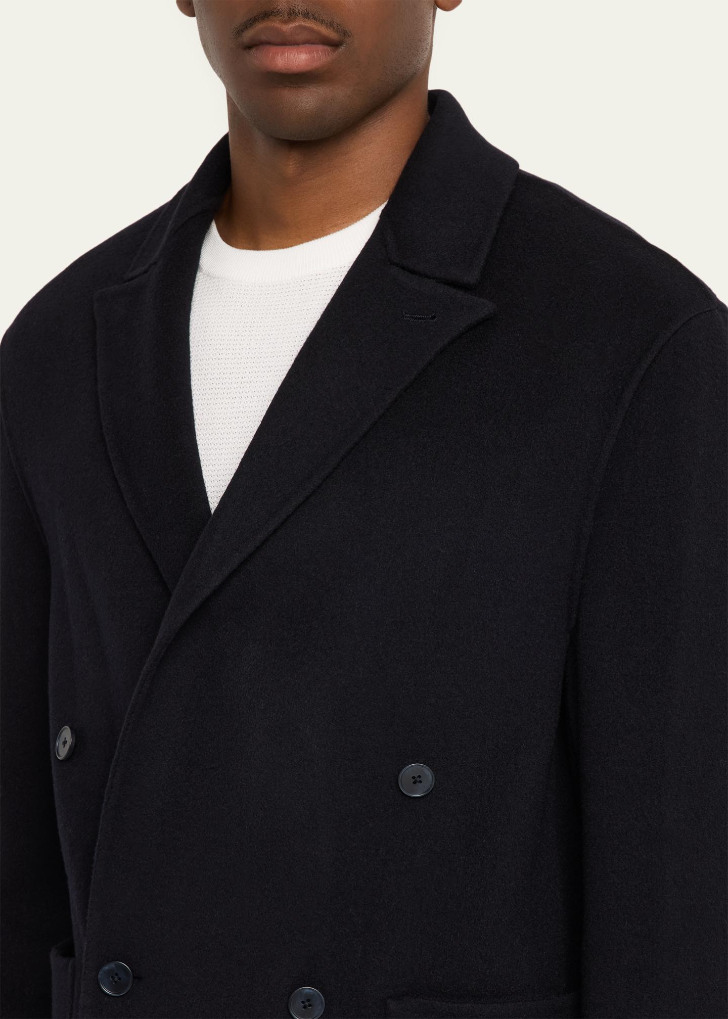 Officine Générale Men's Dark Navy Double-Breasted Wool Maxwell