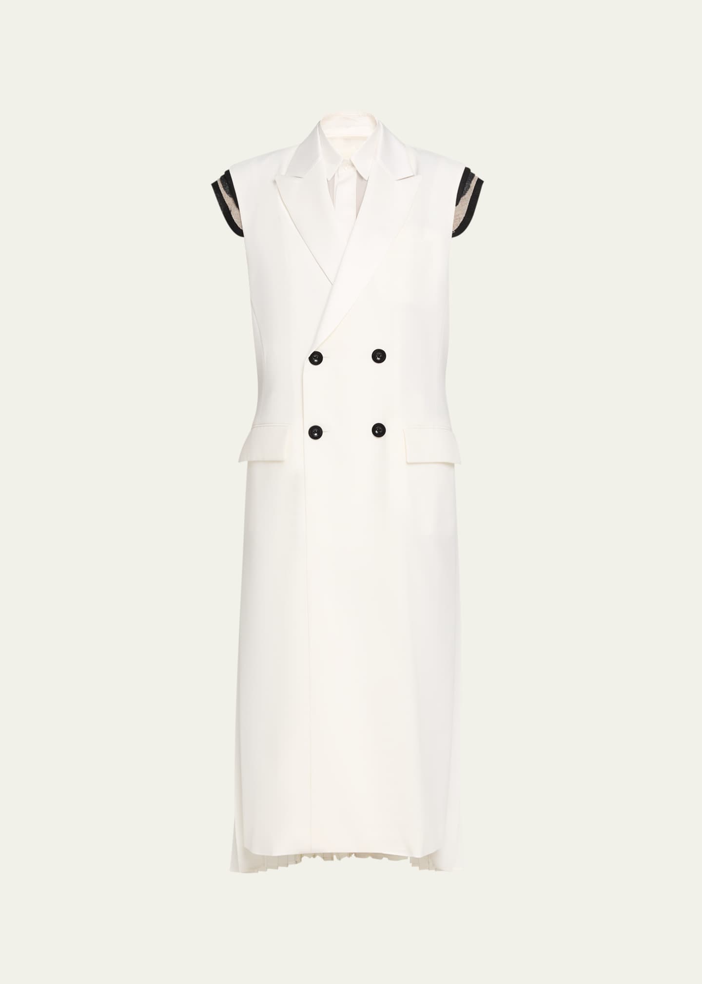 トップス sacai High Neck Knit Vest Dress SACAI Scarf-Neck Double-Breasted Suiting Vest - Bergdorf Goodman