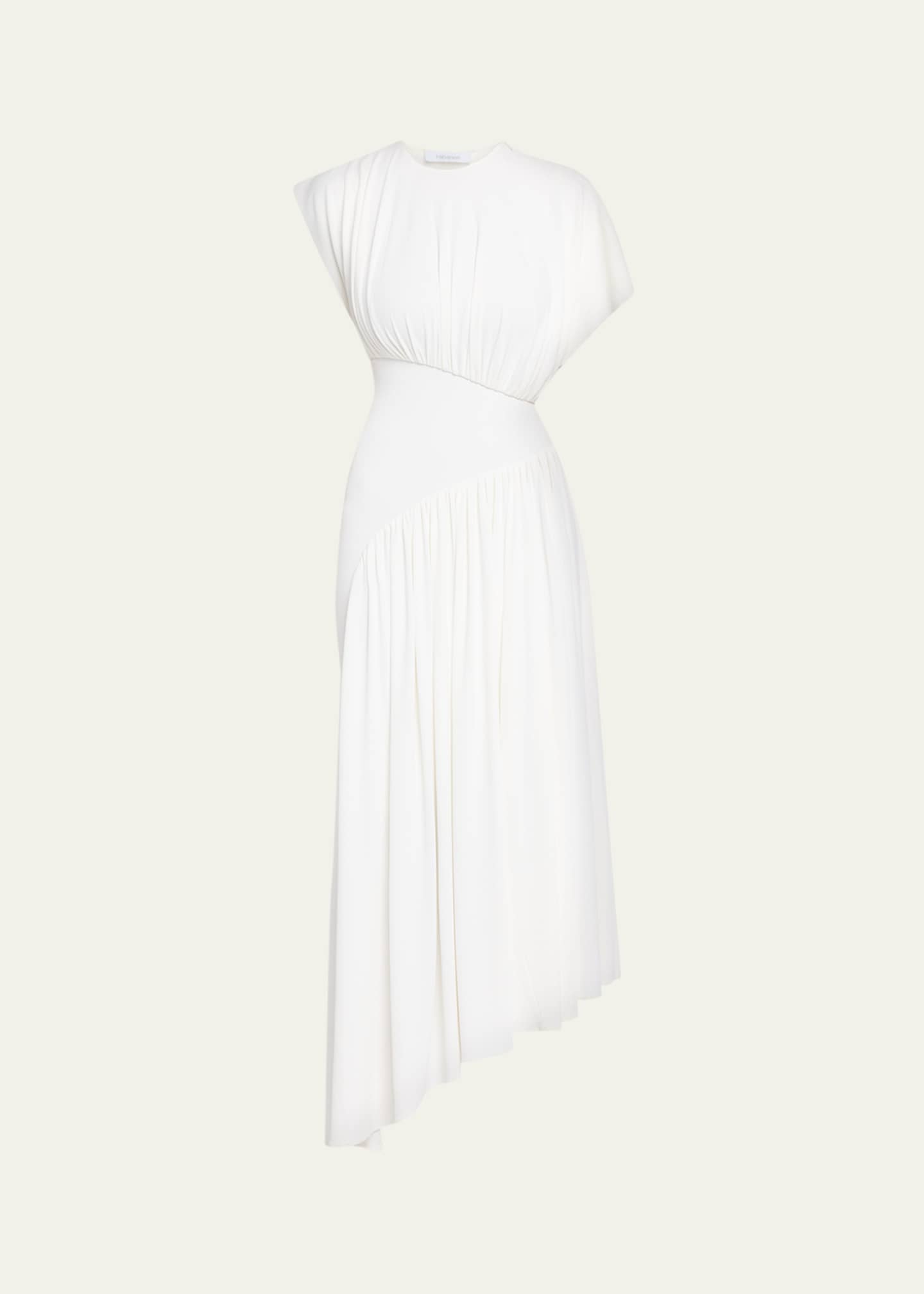 asymmetrical jersey dress Asymmetric draped jersey minidress in white - Alaia