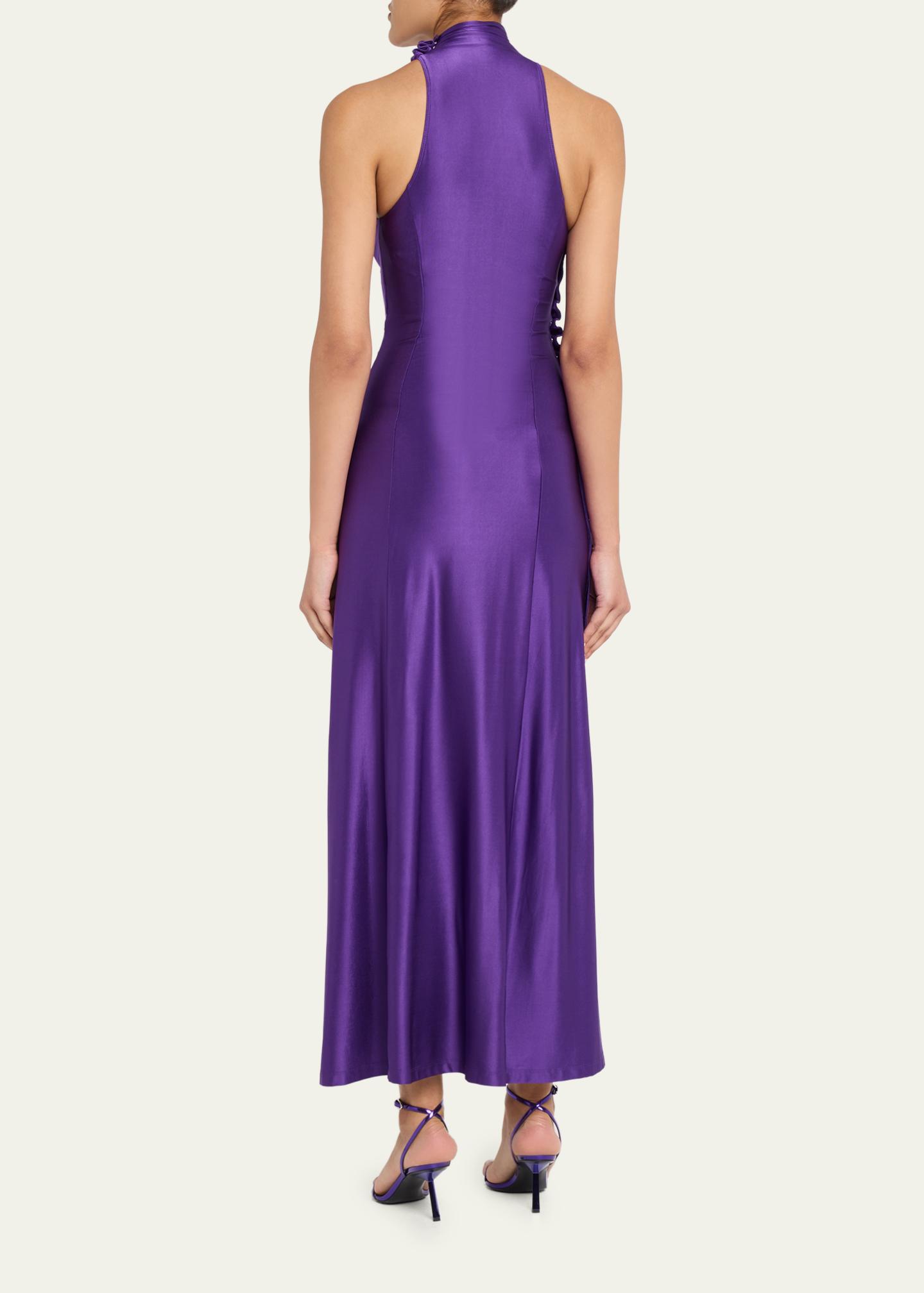 Rabanne Turtleneck Snap Draped Jersey Midi Dress - Bergdorf Goodman