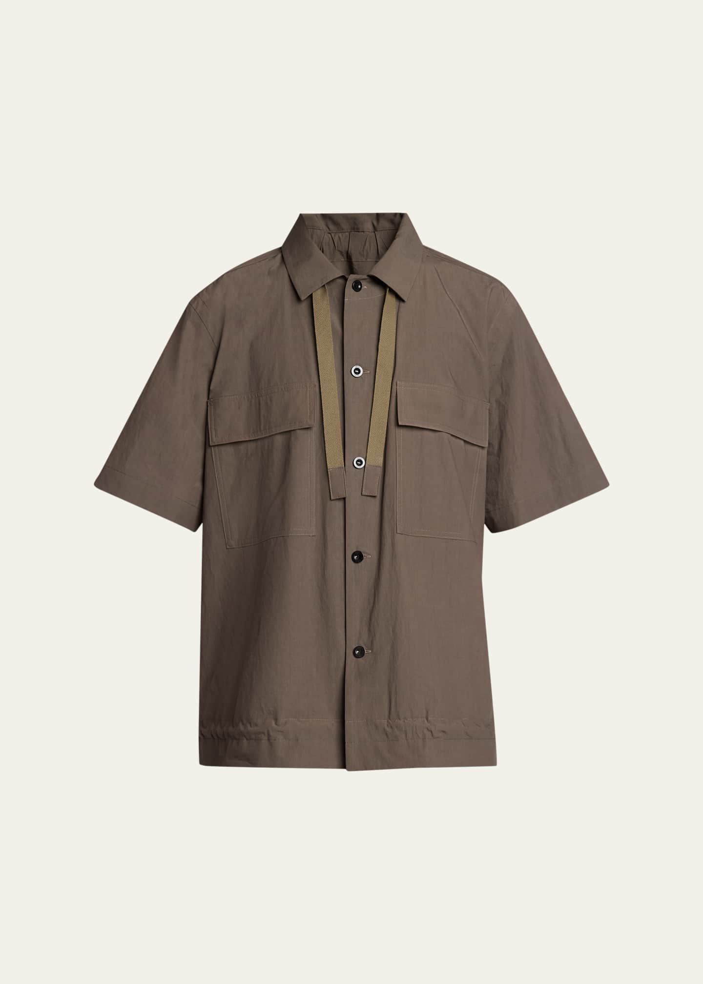 SACAI Men's Drawstring Short-Sleeve Utility Shirt - Bergdorf Goodman