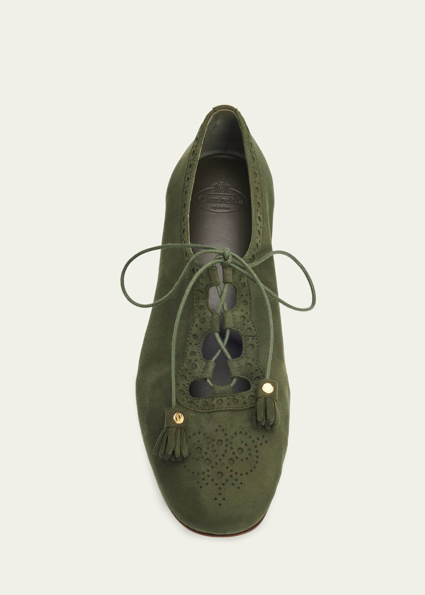 Church's Rhea Suede Lace-Up Ballerina Flats - Bergdorf Goodman