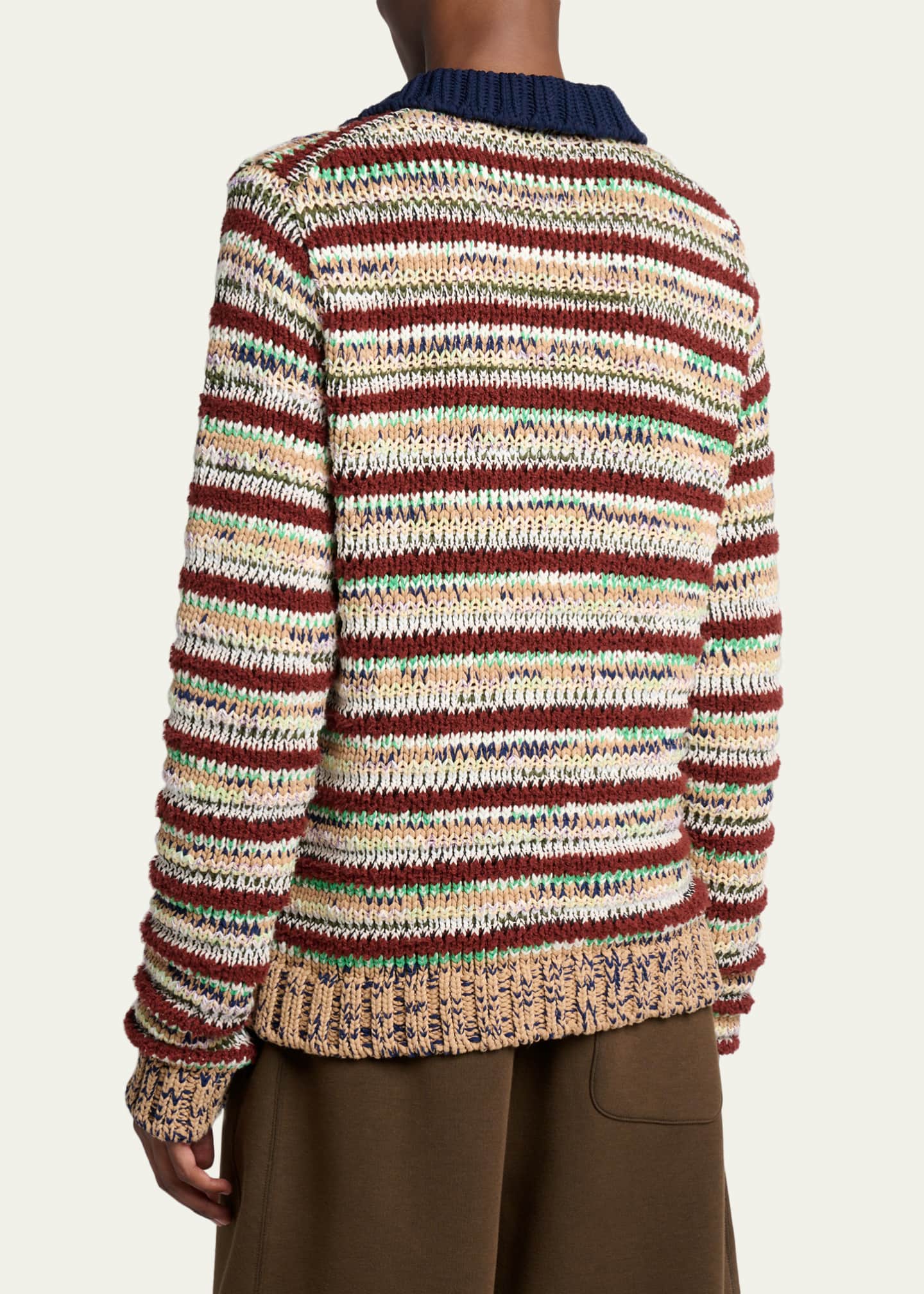 SACAI Men's Striped Knit Polo Sweater - Bergdorf Goodman