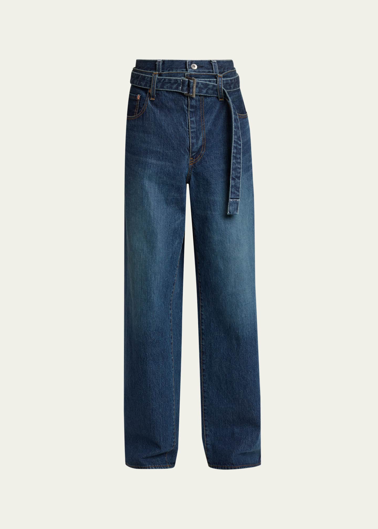 SACAI Men's Belted Double Waistband Jeans - Bergdorf Goodman