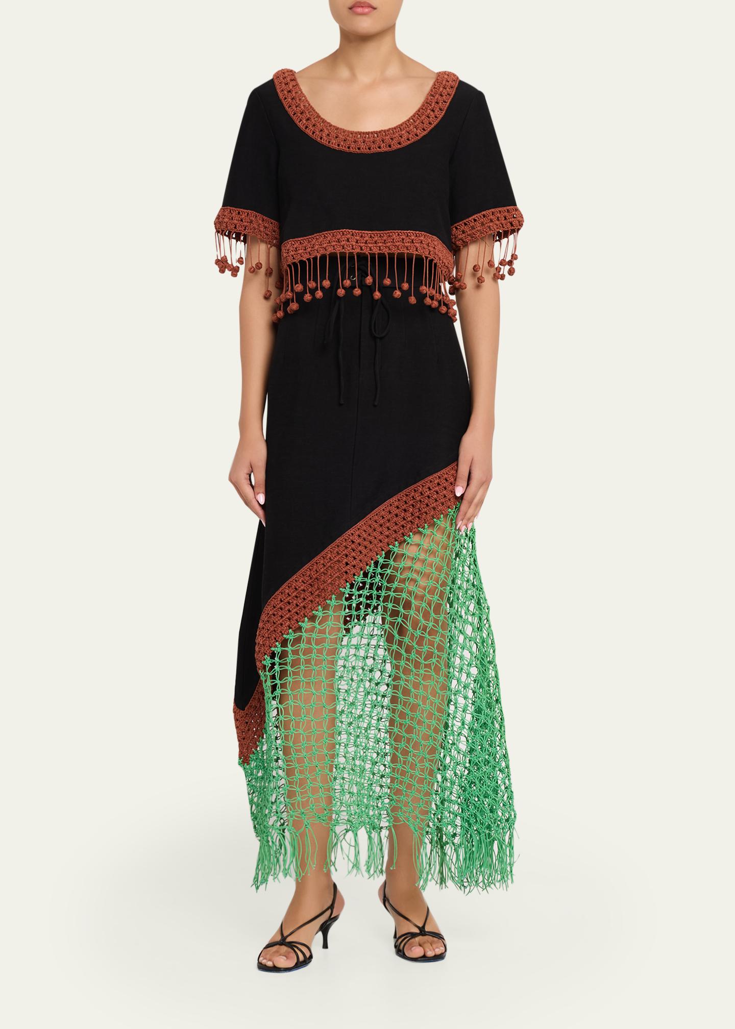Rosie Assoulin Return of the Mac(rame) Skirt in Ridged Linen