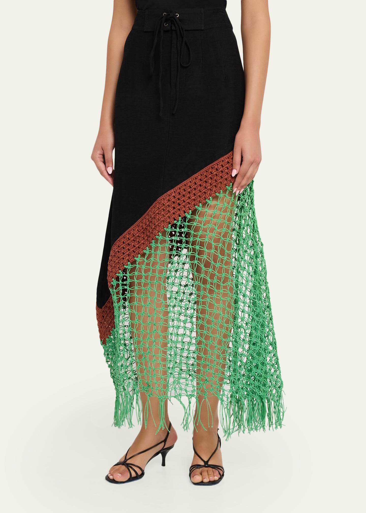 Rosie Assoulin Return of the Mac(rame) Skirt in Ridged Linen